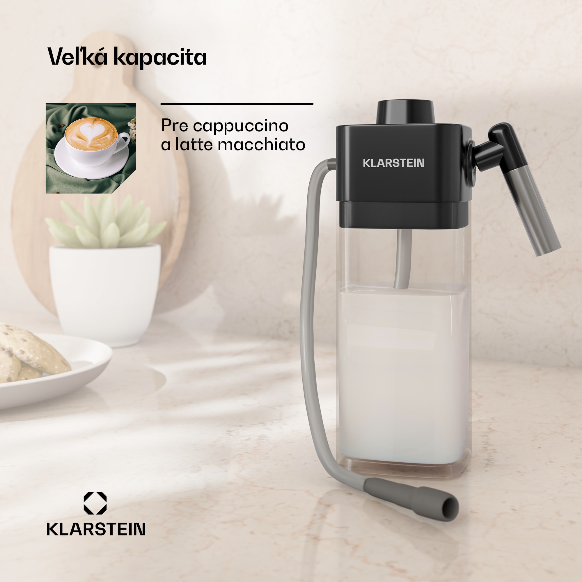 Klarstein Nádrž na mlieko SteelPresso, praktické príslušenstvo, 0,55 litra, priehľadná – Obrázok 3