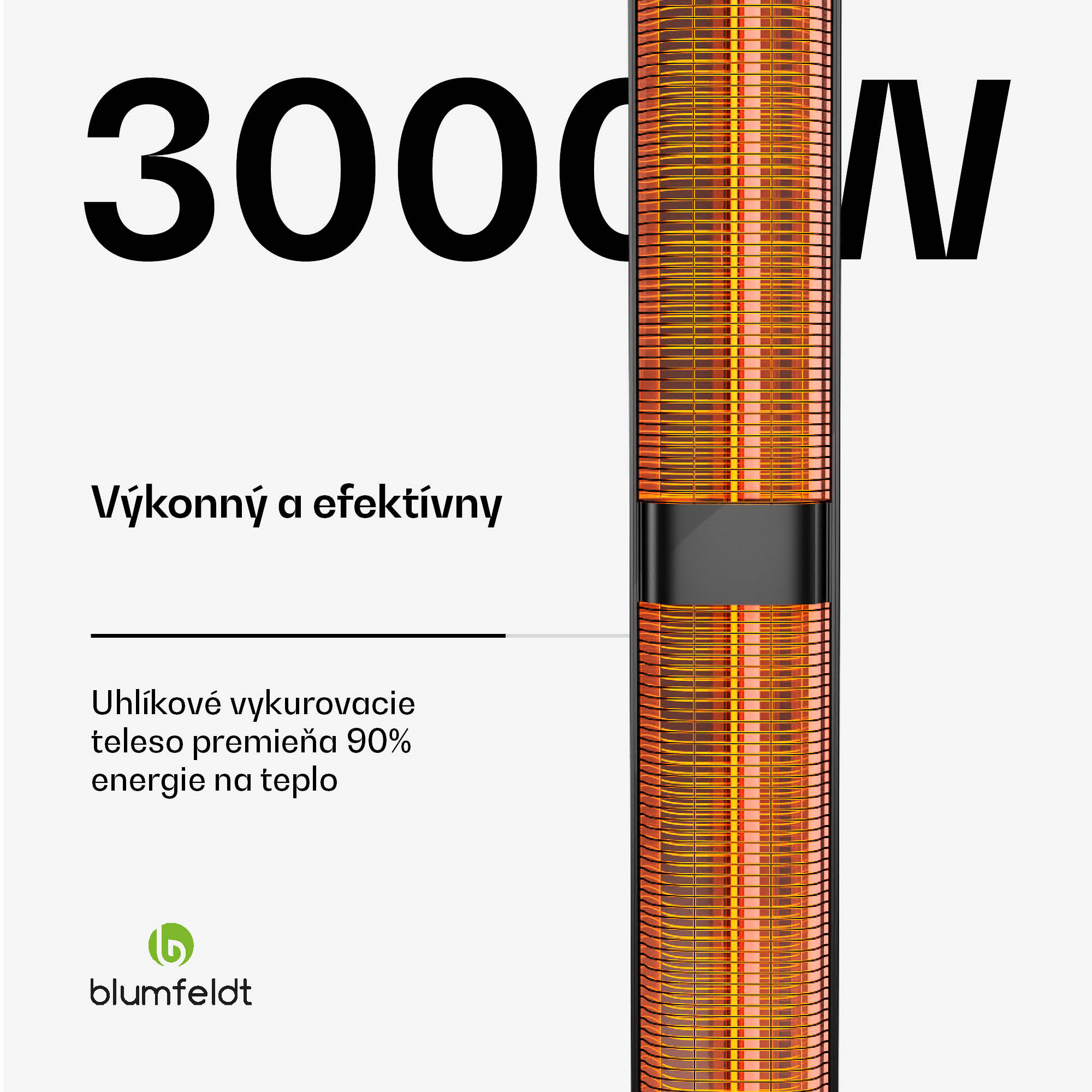 Blumfeldt BlazeTower nfračervený ohrievač, 3000 W, pre vonkajší priestor, 3 úrovne, IP45, diaľkové ovládanie, časovač – Obrázok 5