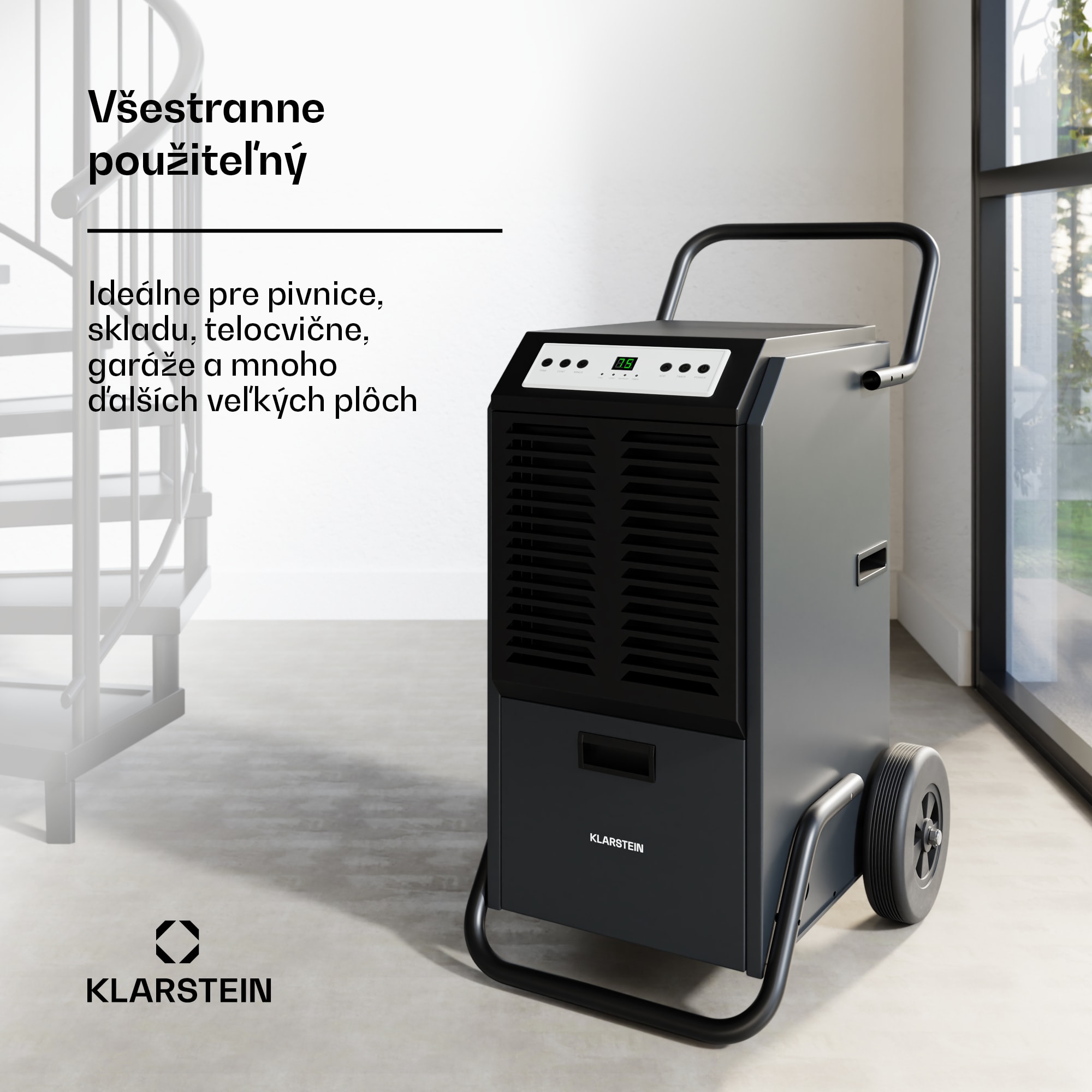 Klarstein DuraDry 70L odvlhčovač vzduchu, 70 l/deň, 90-140 m², nehrdzavejúca oceľ, mobilný, 450 m³/h – Obrázok 4