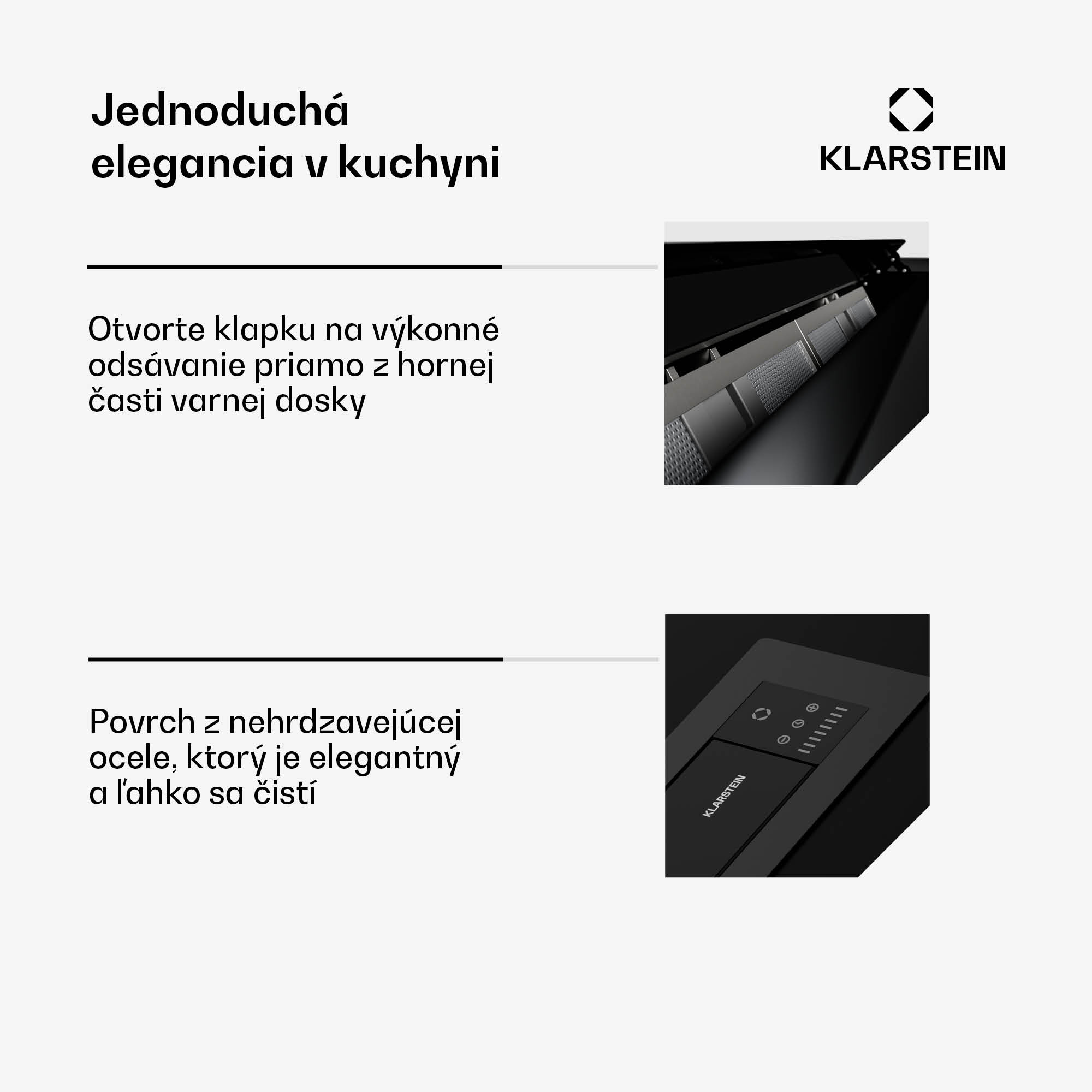 Klarstein Brisa digestor, výsuvný, 710 m³/h, A+, LED, 42 dB, režim odsávania/recirkulácie – Obrázok 3