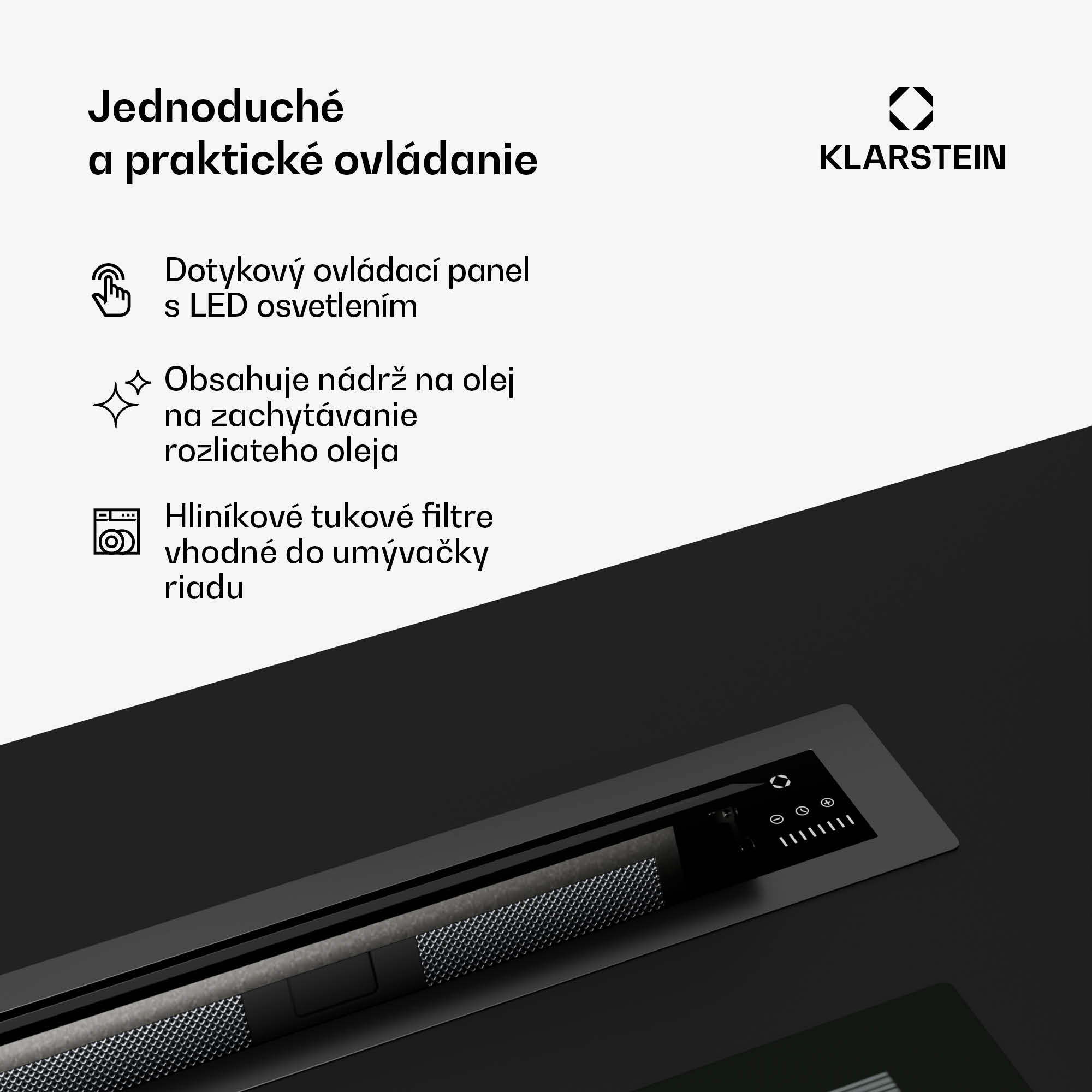 Klarstein Brisa digestor, výsuvný, 710 m³/h, A+, LED, 42 dB, režim odsávania/recirkulácie – Obrázok 5