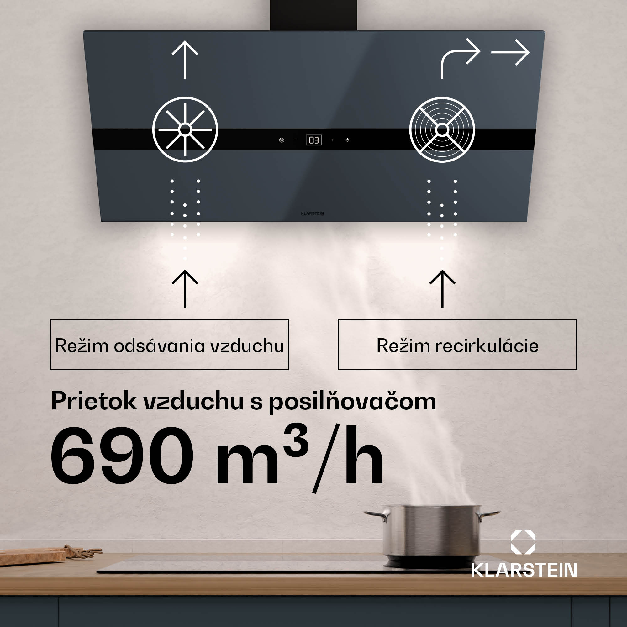 Klarstein WiFusion digestor, WiFi, LED, 690 m³/h, A++ – Obrázok 2
