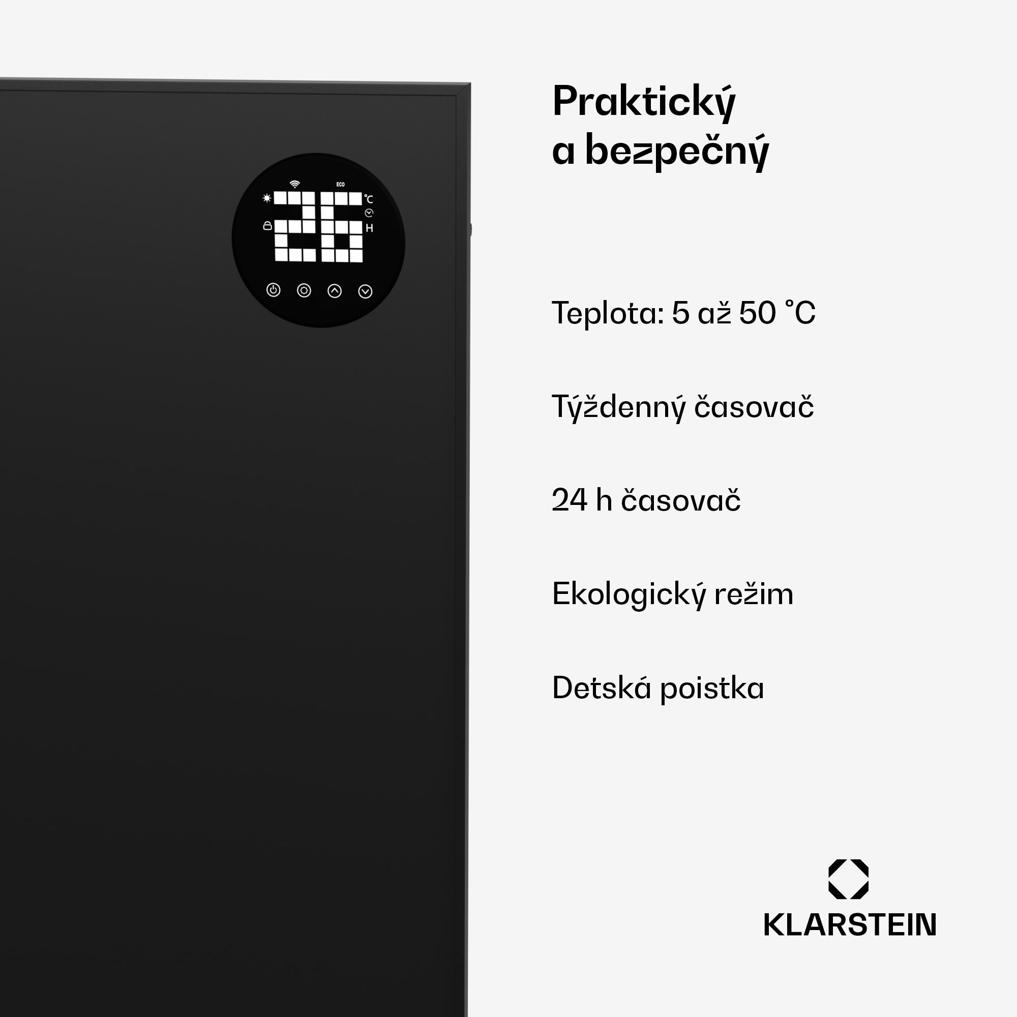 Klarstein Wonderwall Smart Bornholm Infračervený ohrievač, 1200 W, Inteligentné ovládanie, montáž na stenu, LED-Displej – Obrázok 5