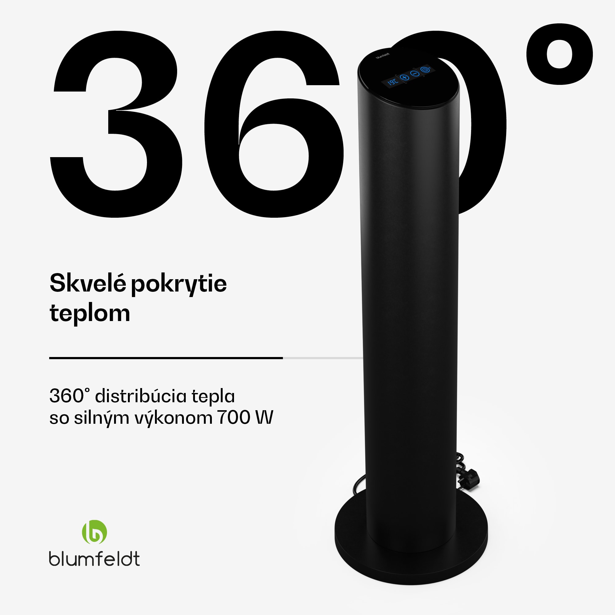 Blumfeldt SmartFlow Tower infračervený sálavý ohrievač, 700 W, 360° distribúcia tepla, WLAN-ovládanie – Obrázok 2