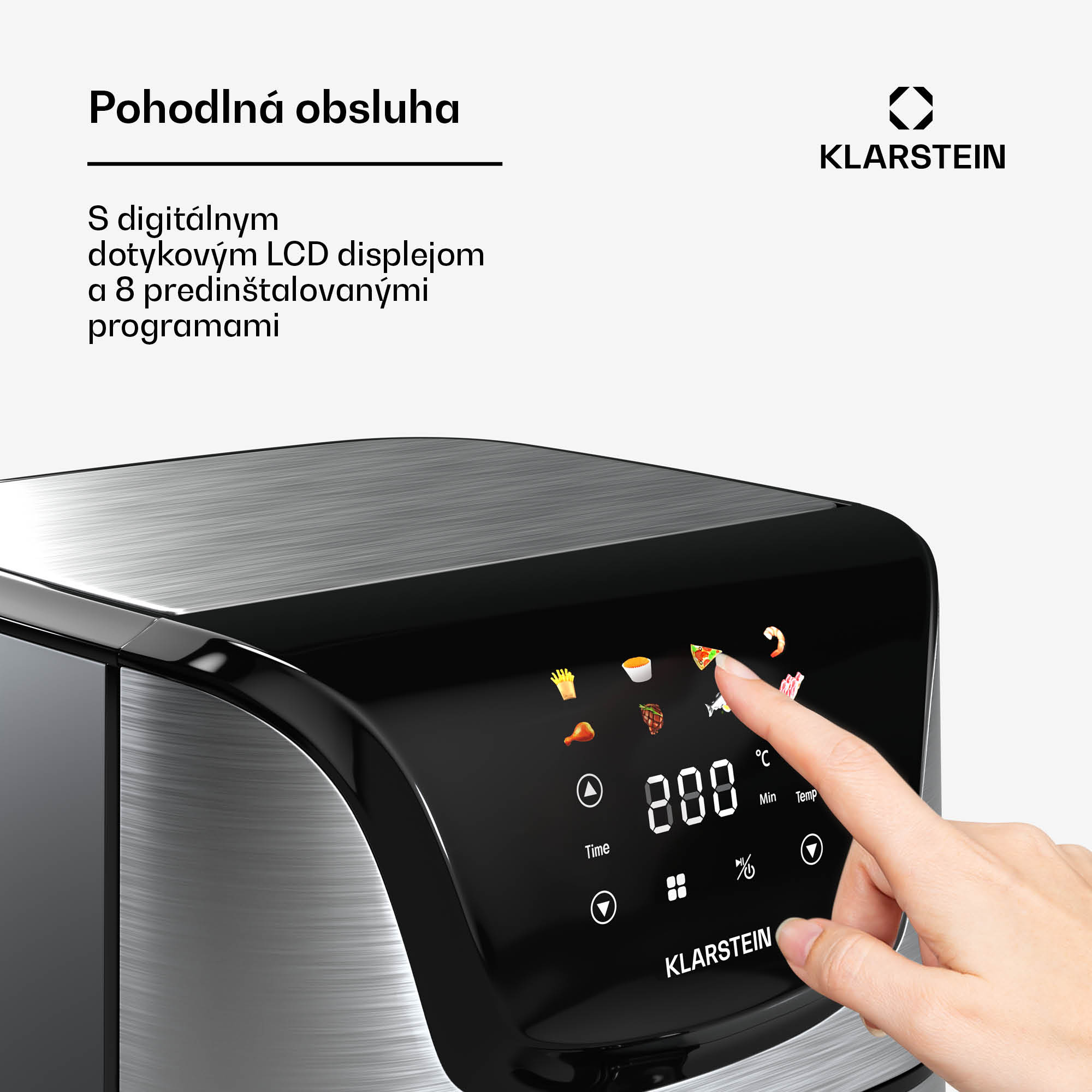 Klarstein AeroVital Deluxe teplovzdušná fritéza, 1700 W, 8 programov, vrátane príslušenstva, 200°C, Časovač – Obrázok 4