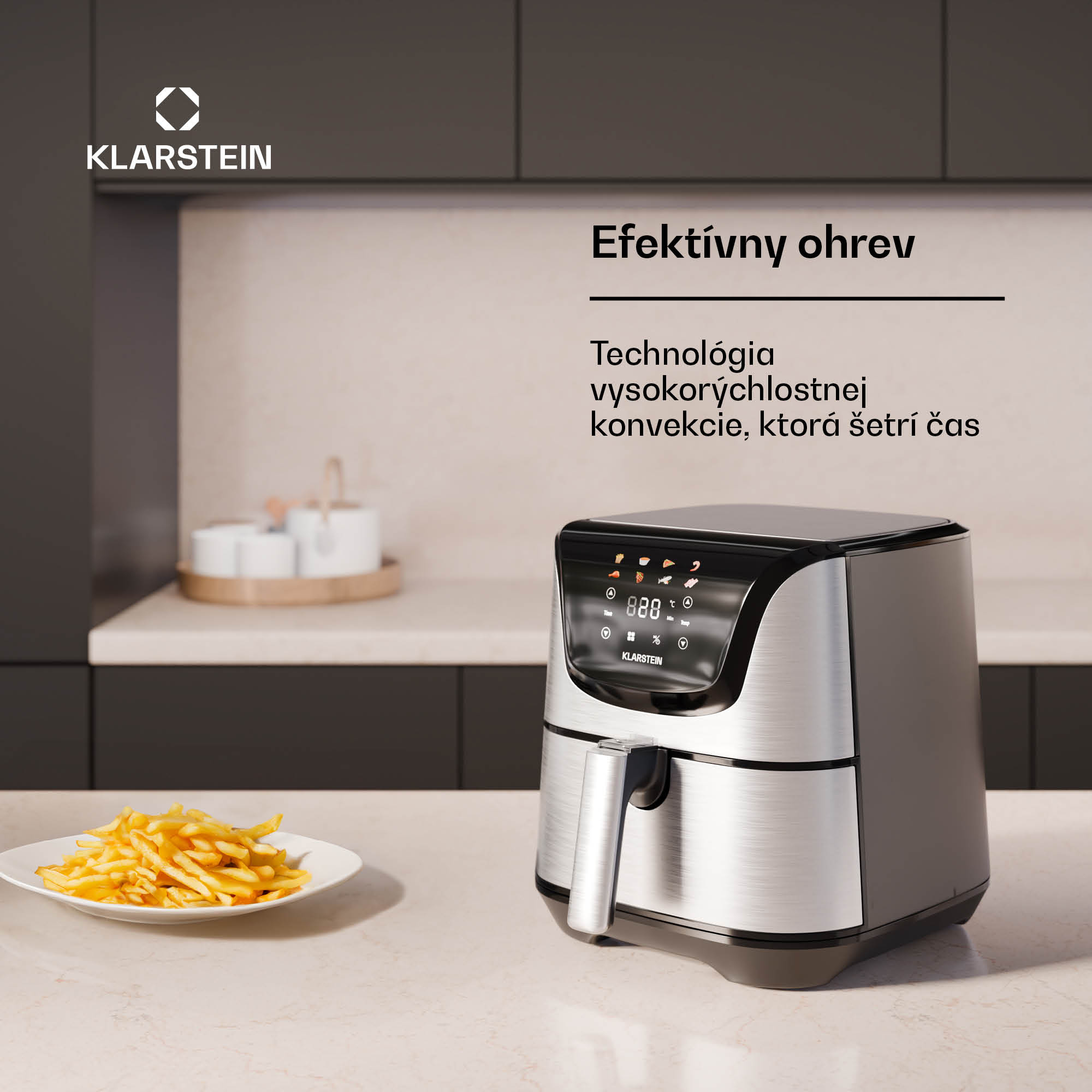 Klarstein AeroVital Deluxe teplovzdušná fritéza, 1700 W, 8 programov, vrátane príslušenstva, 200°C, Časovač – Obrázok 5