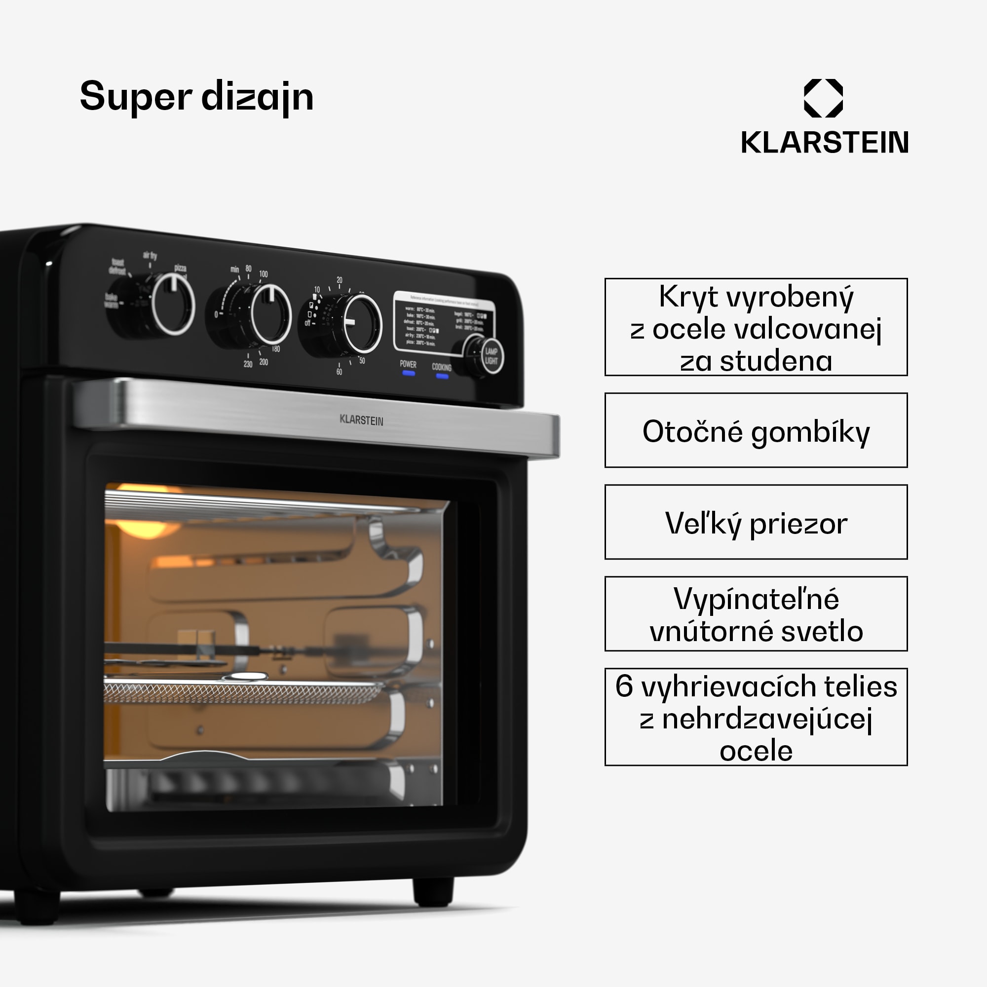 Klarstein Air Glaze teplovzdušná fritéza, 2000 W, 34 litrov, panoramatické okno, vrátane sady príslušenstva – Obrázok 4