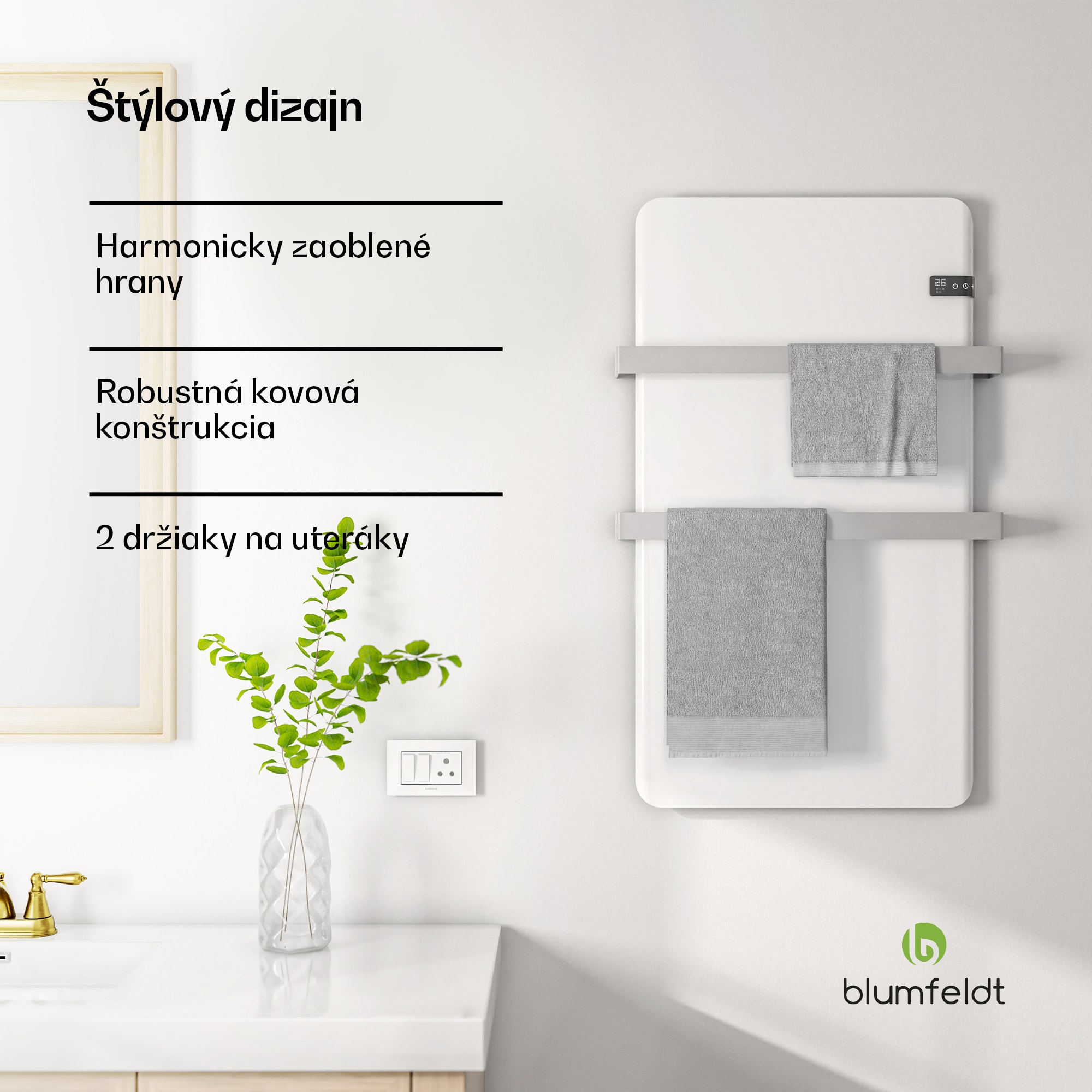 Blumfeldt Inteligentný infračervený ohrievač, ohrievač uterákov, výkon 500 W, IP24 – Obrázok 4