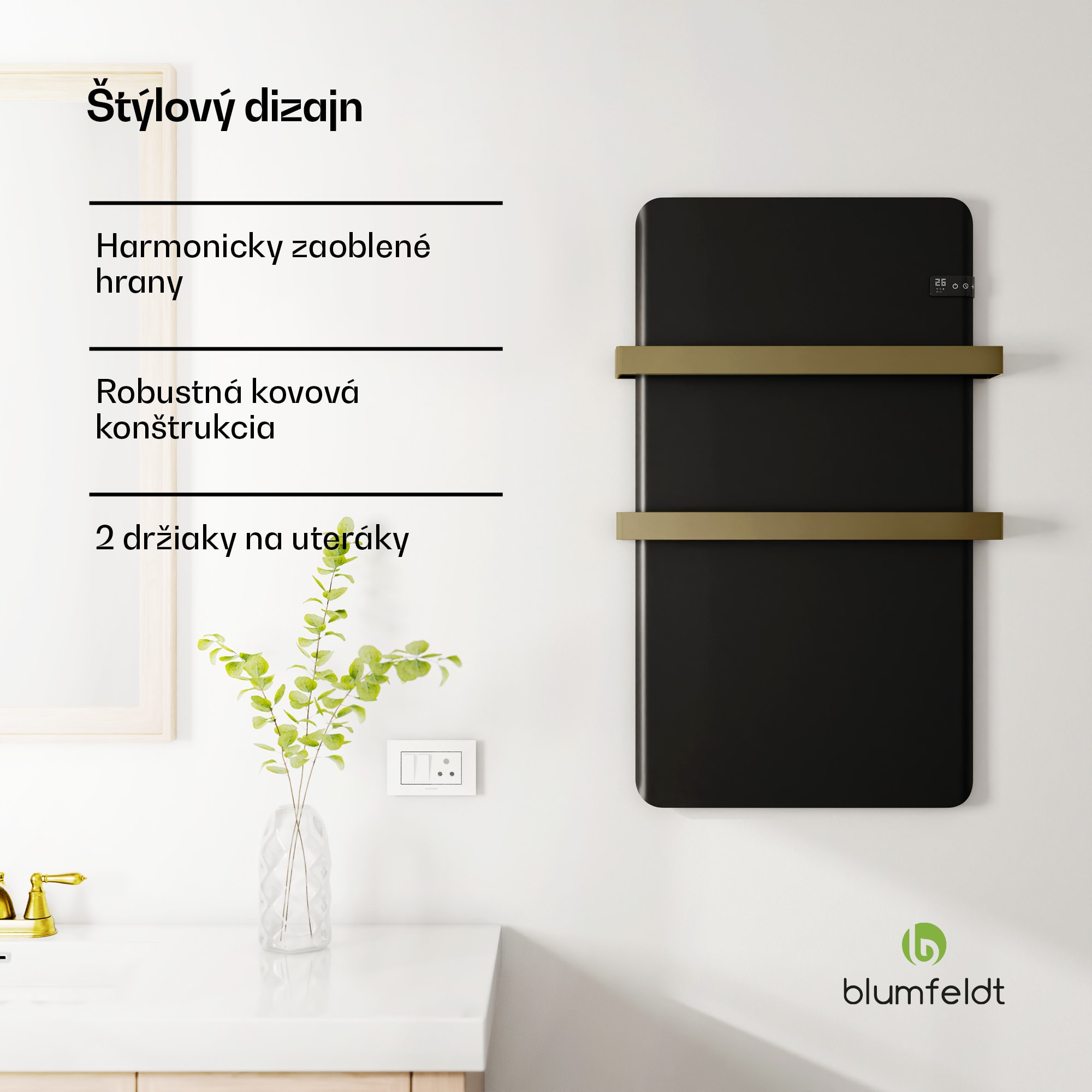 Blumfeldt Inteligentný infračervený ohrievač, ohrievač uterákov, výkon 500 W, IP24 – Obrázok 4