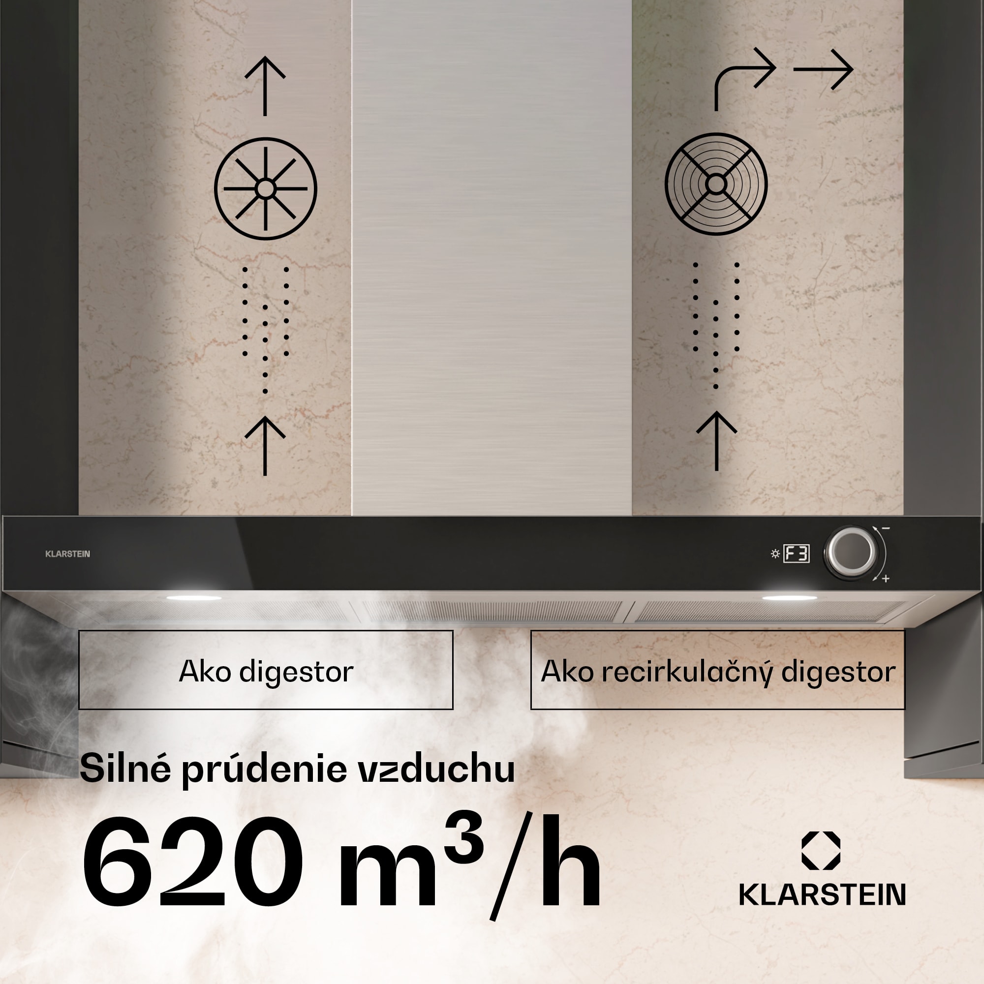 Klarstein AirNova digestor, recirkulácia a odsávanie vzduchu, energetická účinnosť A++, 110 W, 620 m³/h – Obrázok 4