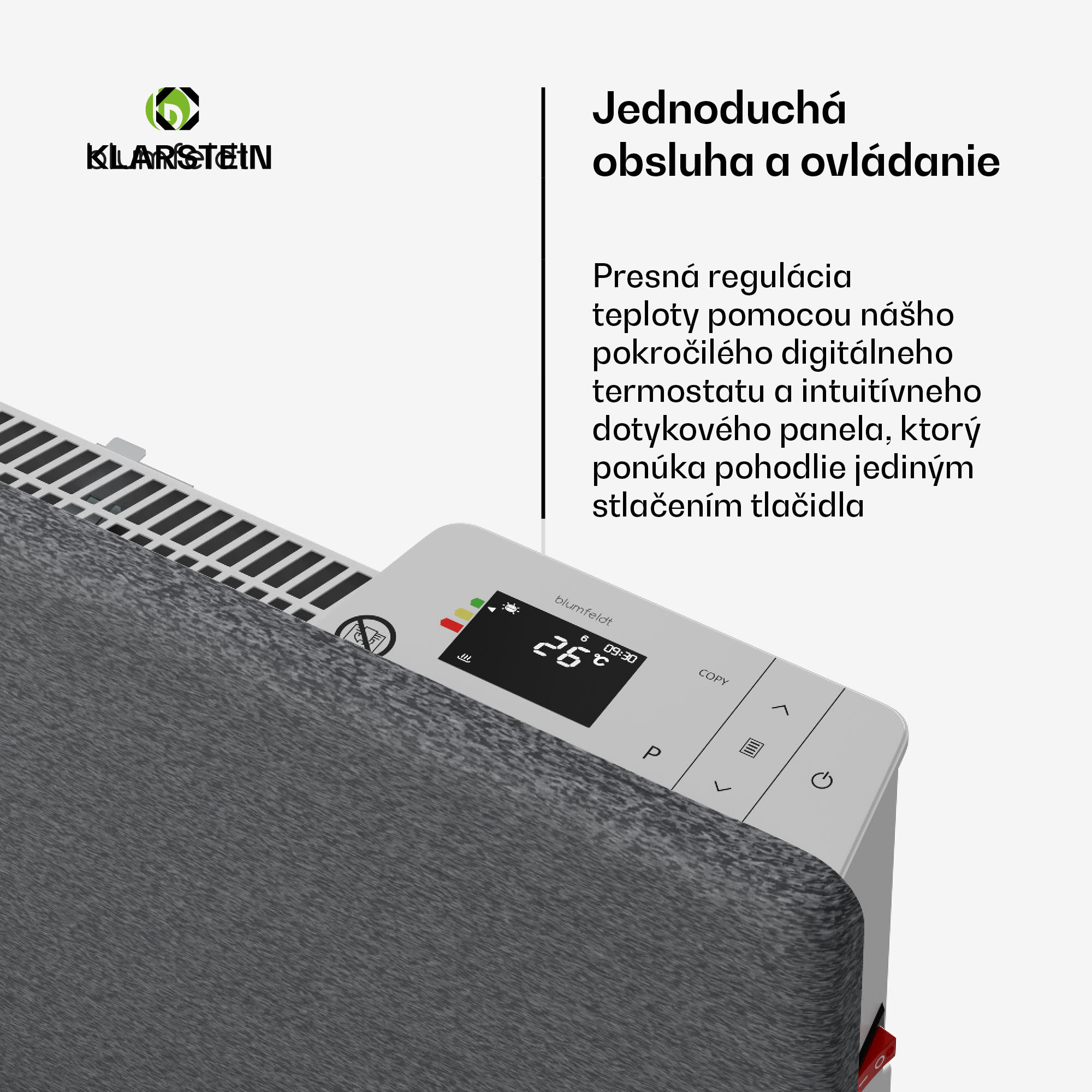 Blumfeldt ThermaTouch konvektor, 2 000 W, elegantný dizajn, dotykové ovládanie, do 20 m² – Obrázok 4