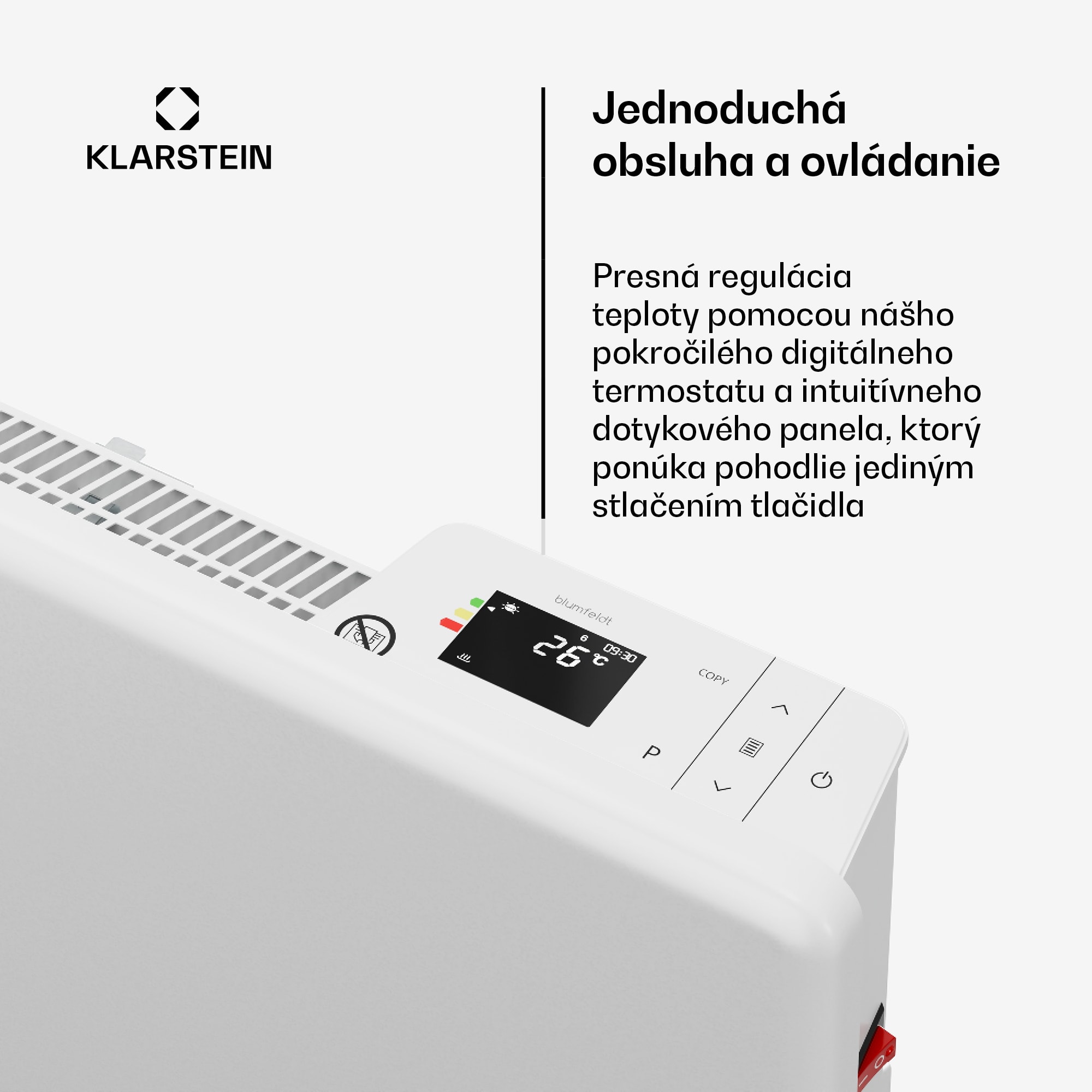 Blumfeldt ThermaTouch konvektor, 2 000 W, elegantný dizajn, dotykové ovládanie, do 20 m² – Obrázok 4