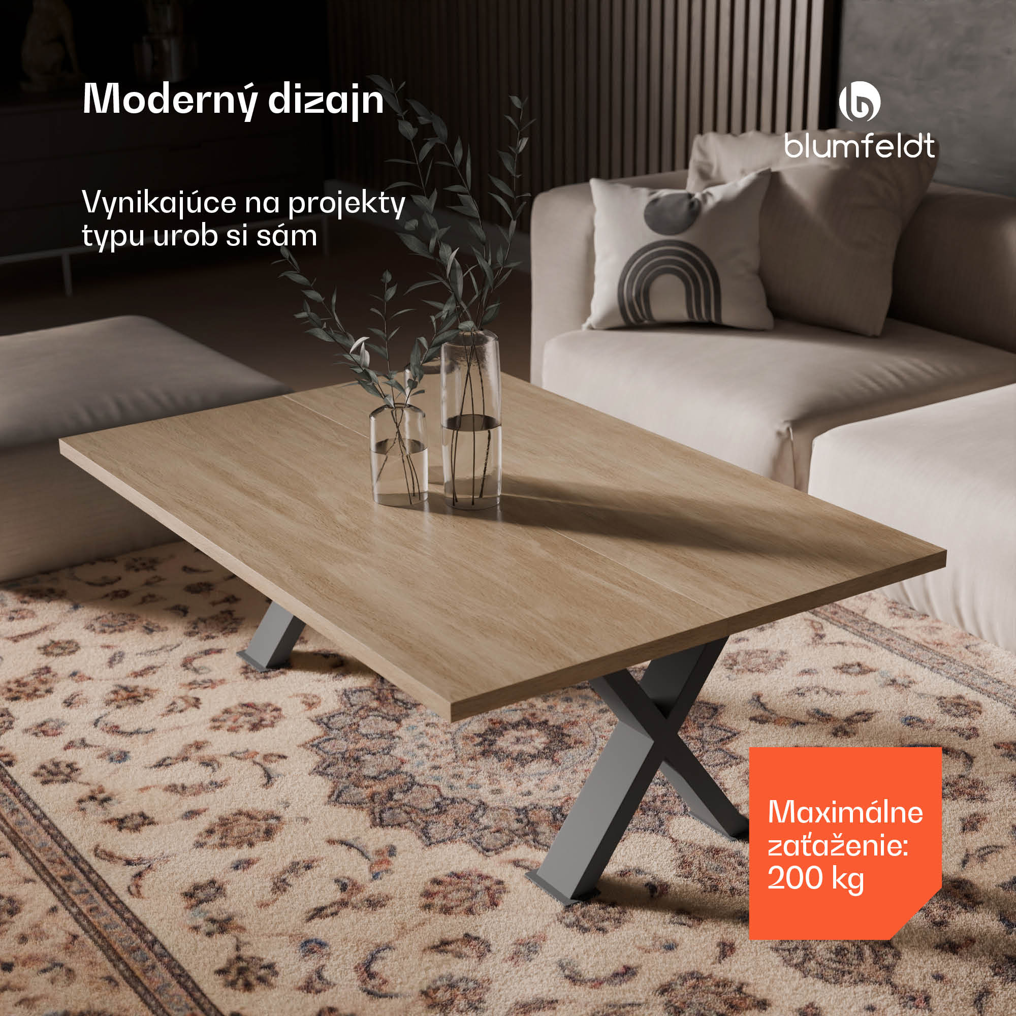 Blumfeldt UrbanFodge X nohy stola, moderný dizajn, pre projekty DIY, nosnosť 200 kg – Obrázok 2