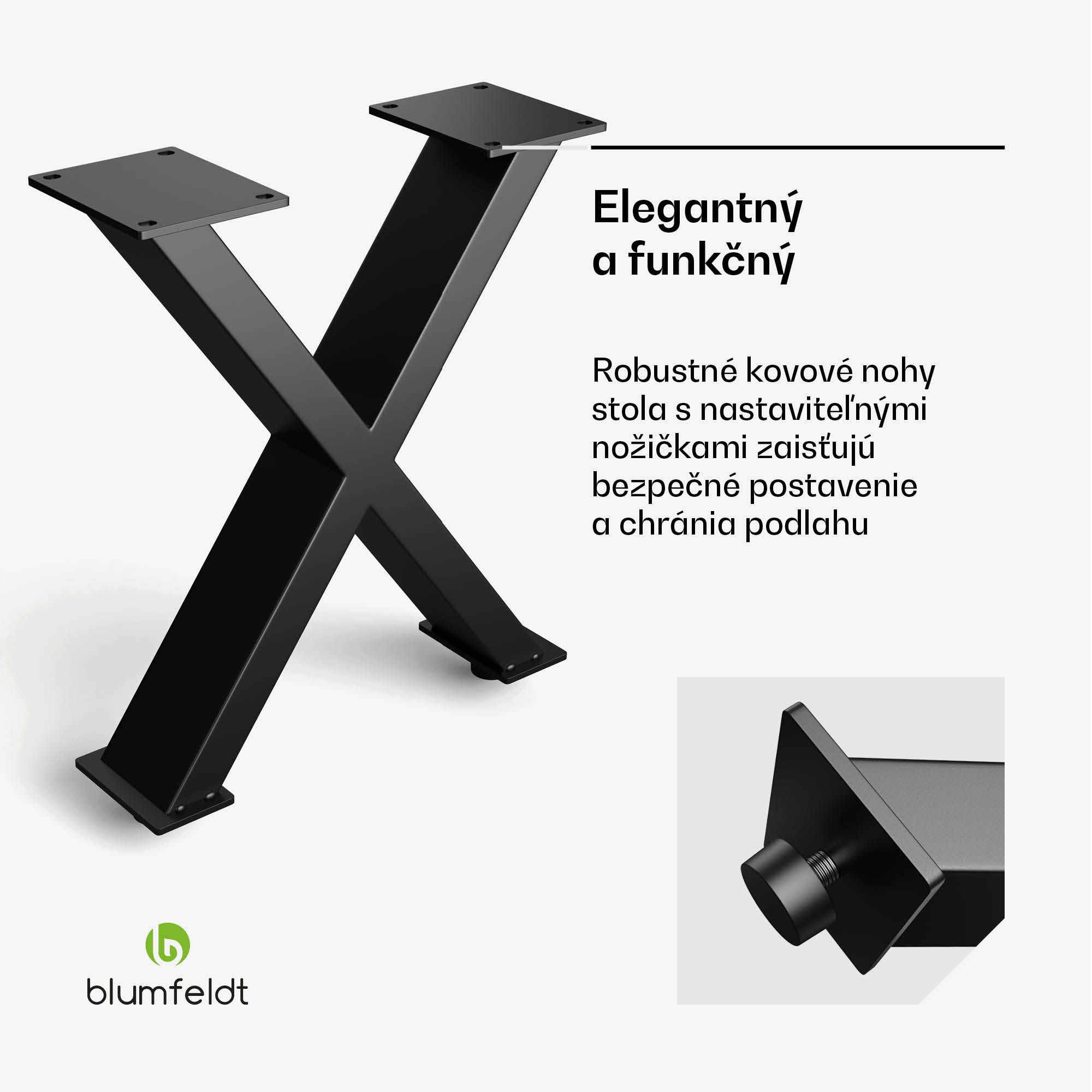 Blumfeldt UrbanFodge X nohy stola, moderný dizajn, pre projekty DIY, nosnosť 200 kg – Obrázok 3