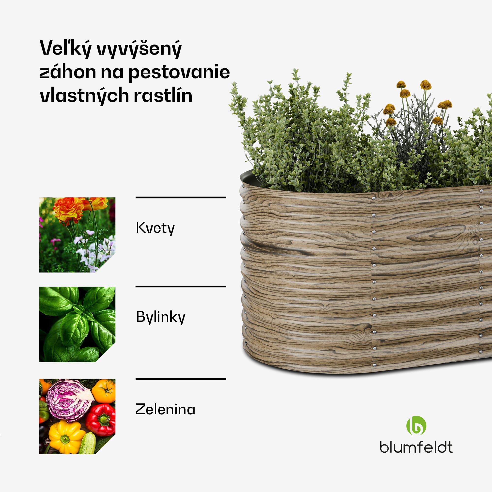 Blumfeldt High Grow vyvýšený záhon, 1169 L, Ergonomický, Odolný voči poveternostným vplyvom, Oválny – Obrázok 4