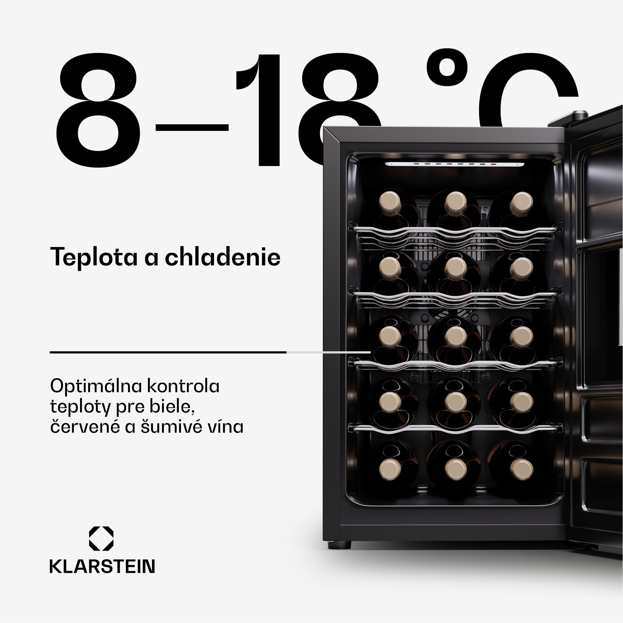 Klarstein Silent Vino 15 Uno Chladnička na víno 39 l / 15 fliaš 5-18 °C Dotyková – Obrázok 4
