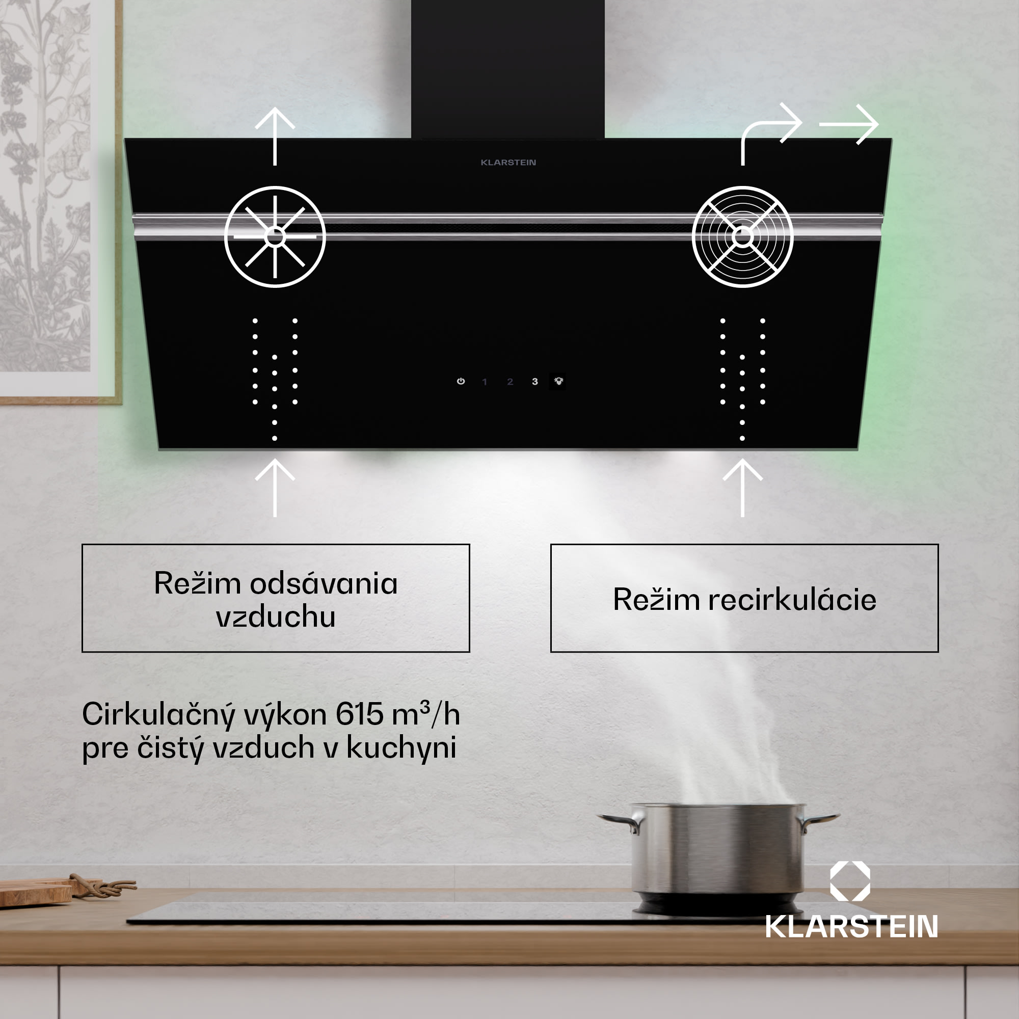 Klarstein Alina digestor, 80 cm, 600 m³/h, Tichý, EEK A – Obrázok 2