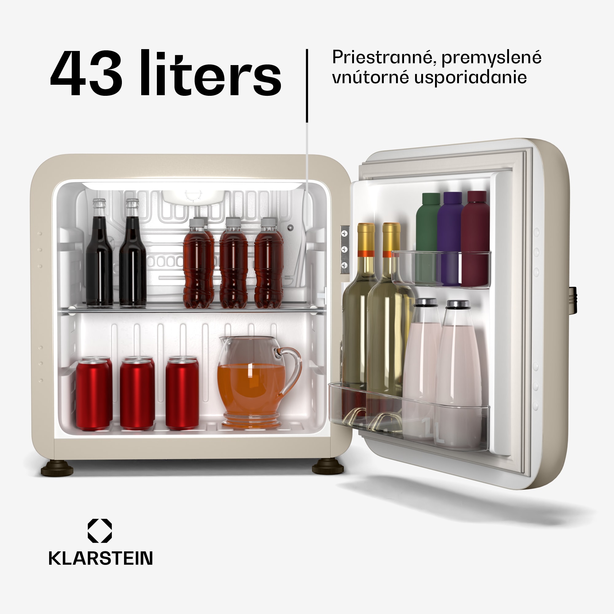Klarstein Audrey Evo mini chladnička, 43 l, retro dizajn, tichá, kompaktná, 3 farby – Obrázok 2