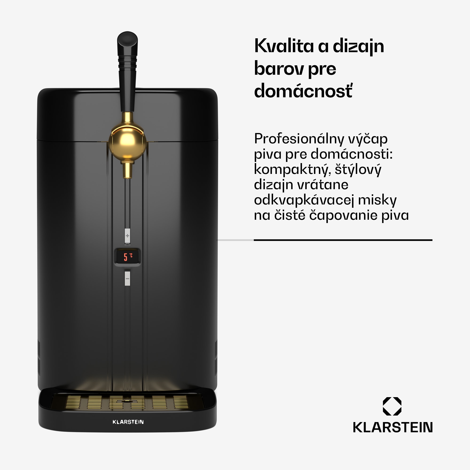 Klarstein FrostBrew pivný výčap, Tlakový systém CO2, Termo chladenie, 3-12 °C, LED displej teploty – Obrázok 2
