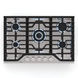 Klarstein Turbocast plynová varná doska, 304 nehrdzavejúca oceľ, 5 horákov, profesionálny liatinový držiak, horák wok