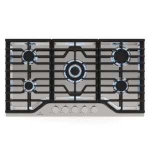 Klarstein Turbocast plynová varná doska, 304 nehrdzavejúca oceľ, 5 horákov, profesionálny liatinový držiak, horák wok