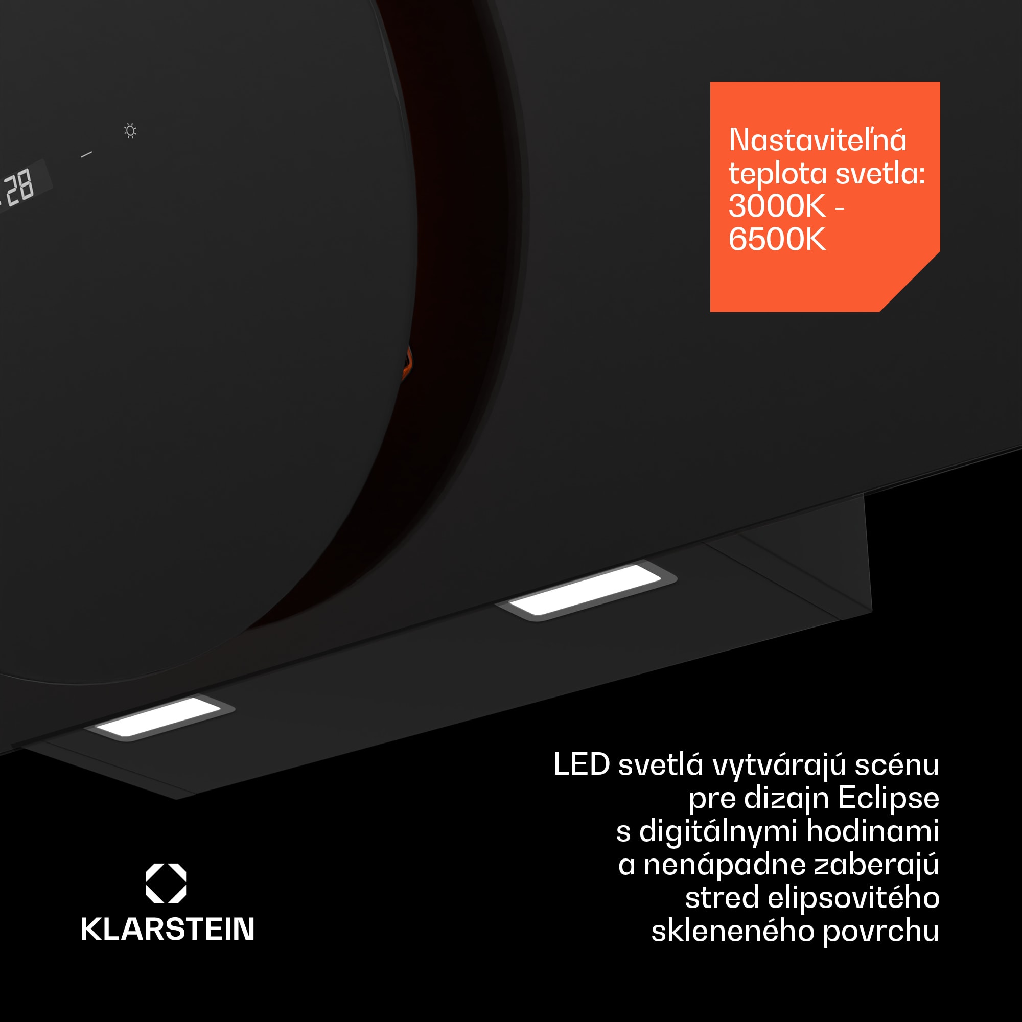 Klarstein Total Eclipse digestor, LED osvetlenie, dotykový, 594,2 m³/h, odsávanie/recirkulácia – Obrázok 5