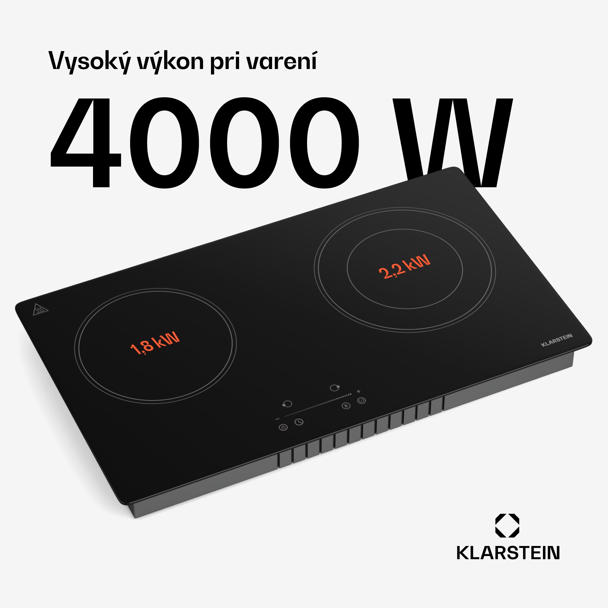 Klarstein CeramEase Slim VTC varná doska, sklokeramika, 2 varné platne, 4 kW, dotyková, časovač – Obrázok 3