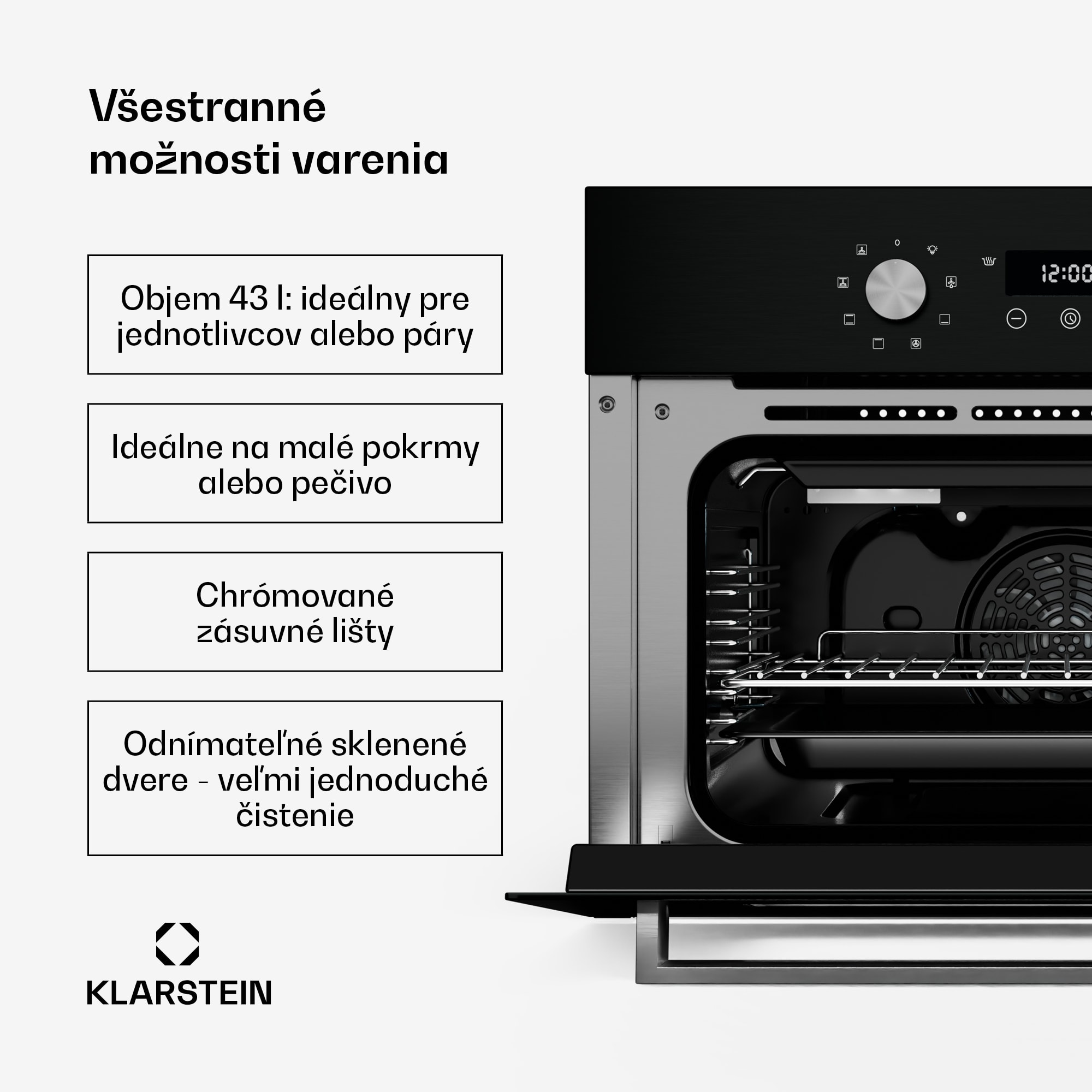 Klarstein SpaceSmart Kompaktná vstavaná rúra – Obrázok 3