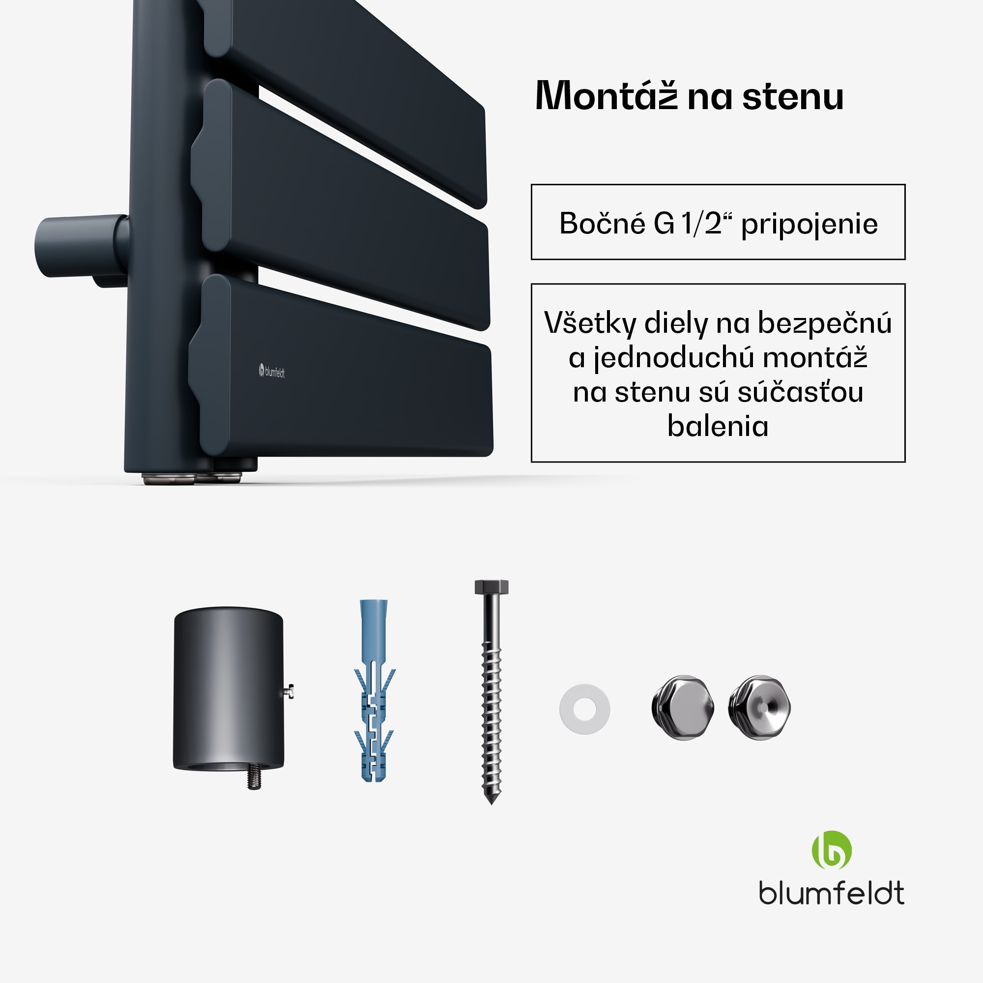 Blumfeldt Fairmont radiátor, 45 x 80 cm, nástenný, moderný dizajn, teplovodný – Obrázok 5