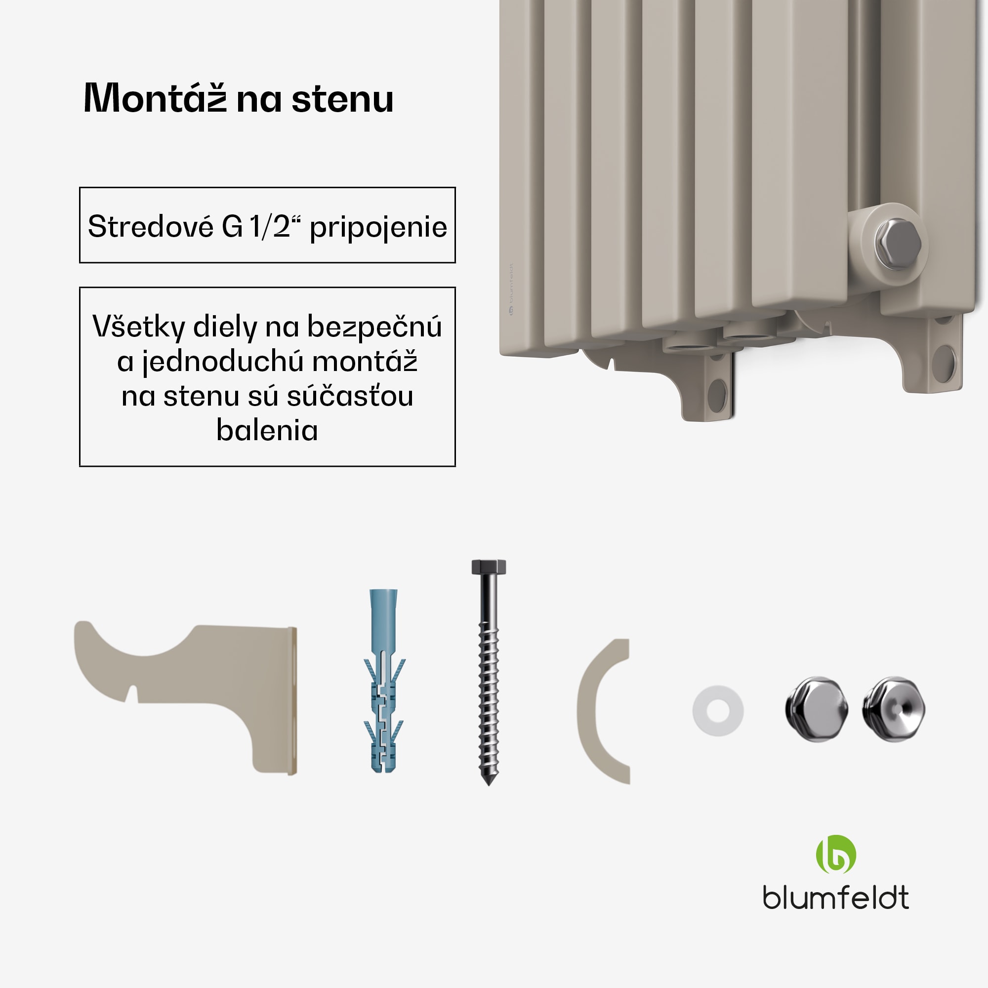 Blumfeldt Radiátor Delgado | moderný dizajn | 25 x 120 cm | 942 W | stredové pripojenie – Obrázok 5