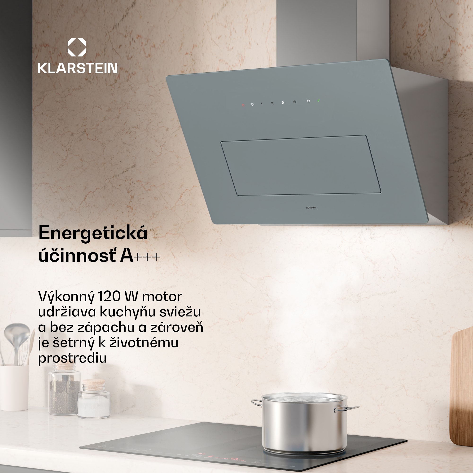 Klarstein SleekAir digestor, A+++, 717 m³/h, dotykové ovládanie, LED, 60 cm – Obrázok 2