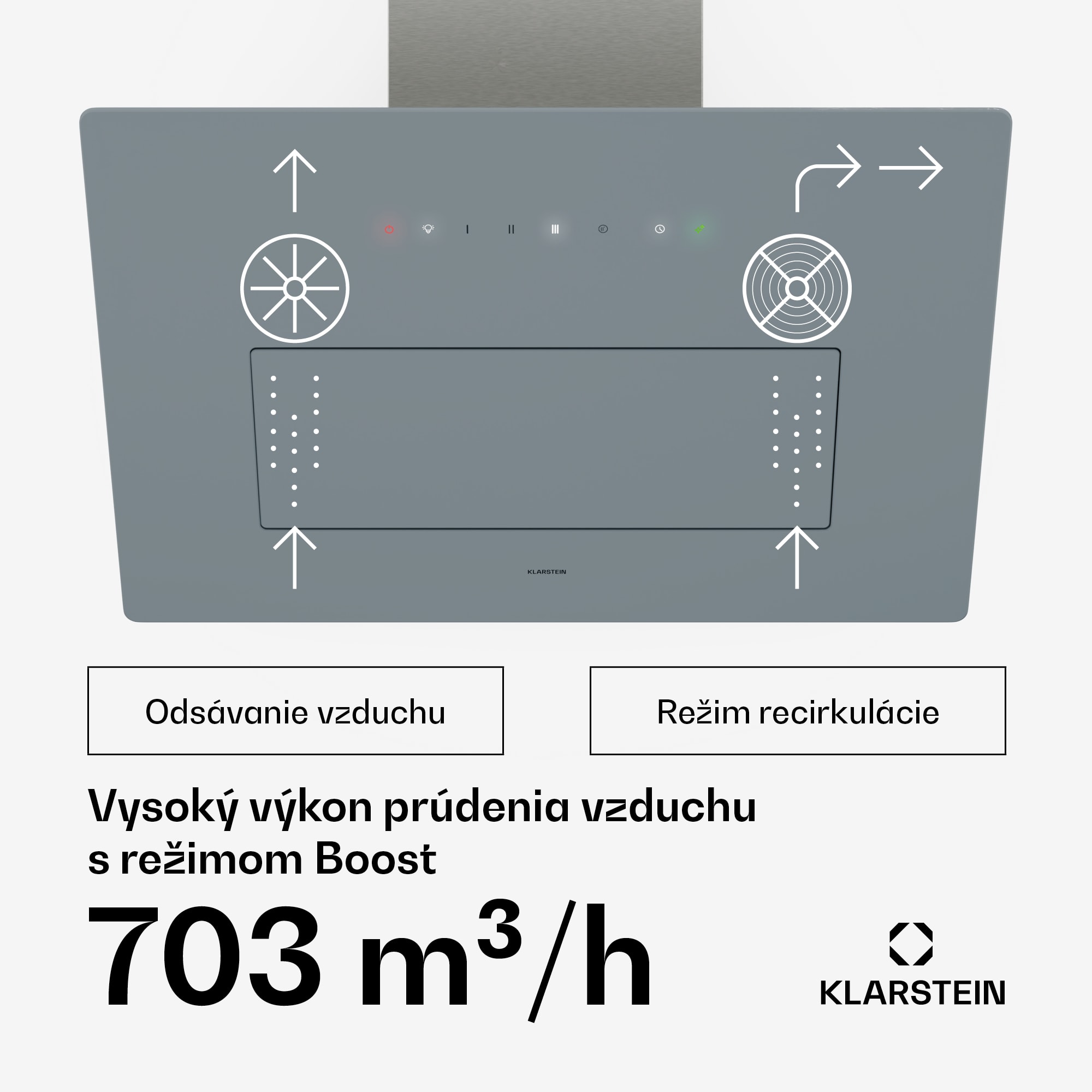Klarstein SleekAir digestor, A+++, 717 m³/h, dotykové ovládanie, LED, 60 cm – Obrázok 4