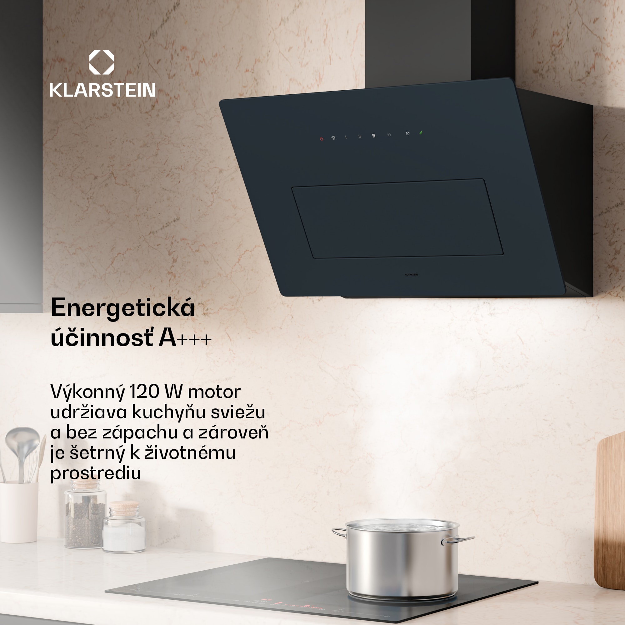 Klarstein SleekAir digestor, A+++, 717 m³/h, dotykové ovládanie, LED, 60 cm – Obrázok 2