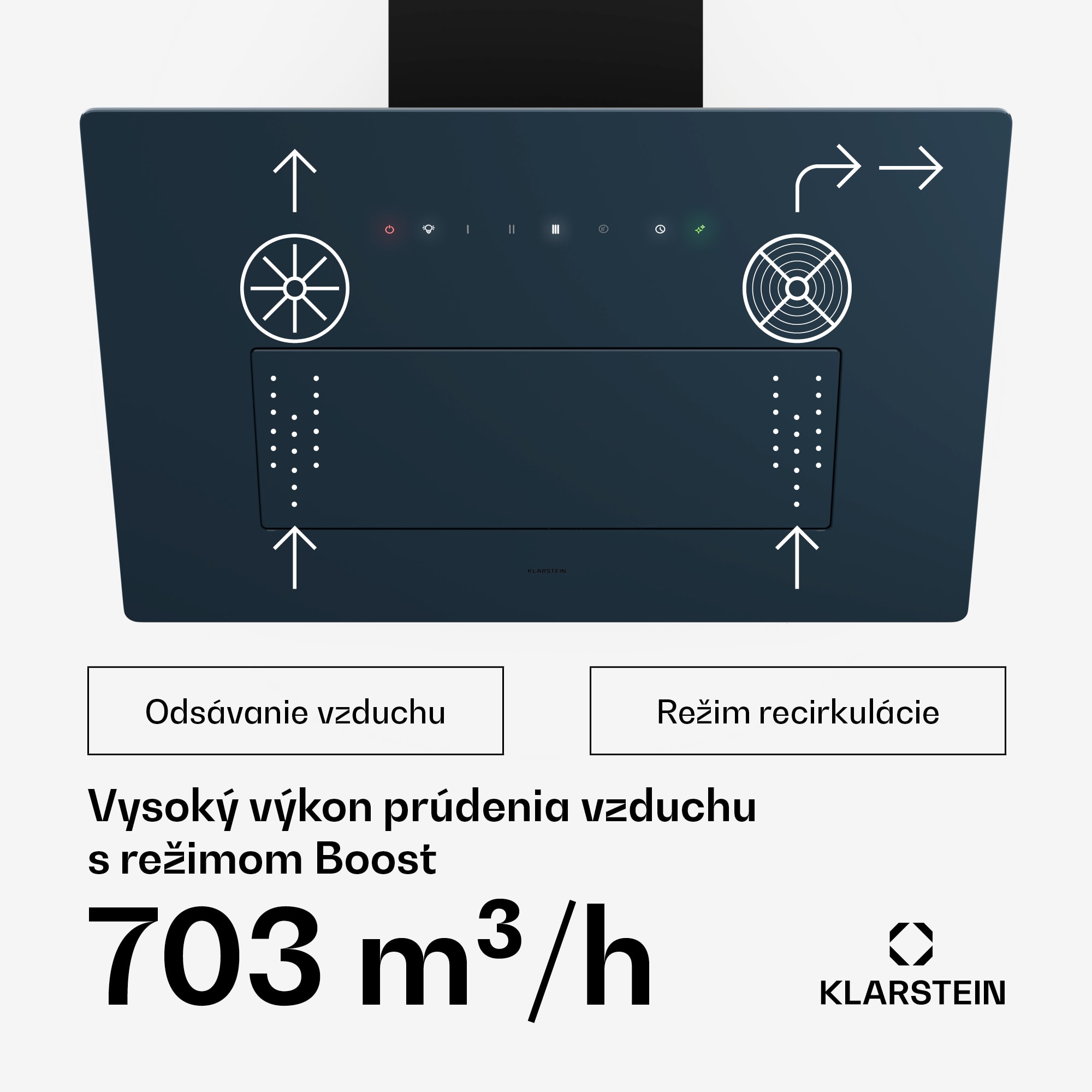 Klarstein SleekAir digestor, A+++, 717 m³/h, dotykové ovládanie, LED, 60 cm – Obrázok 4