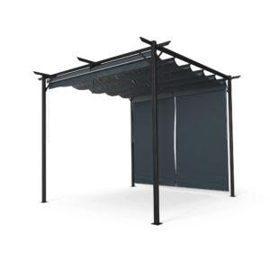 Blumfeldt Pantheon Robust Pergola 3x3 m, práškovo lakovaná oceľ, odolná voči poveternostným vplyvom, s bočnými roletami