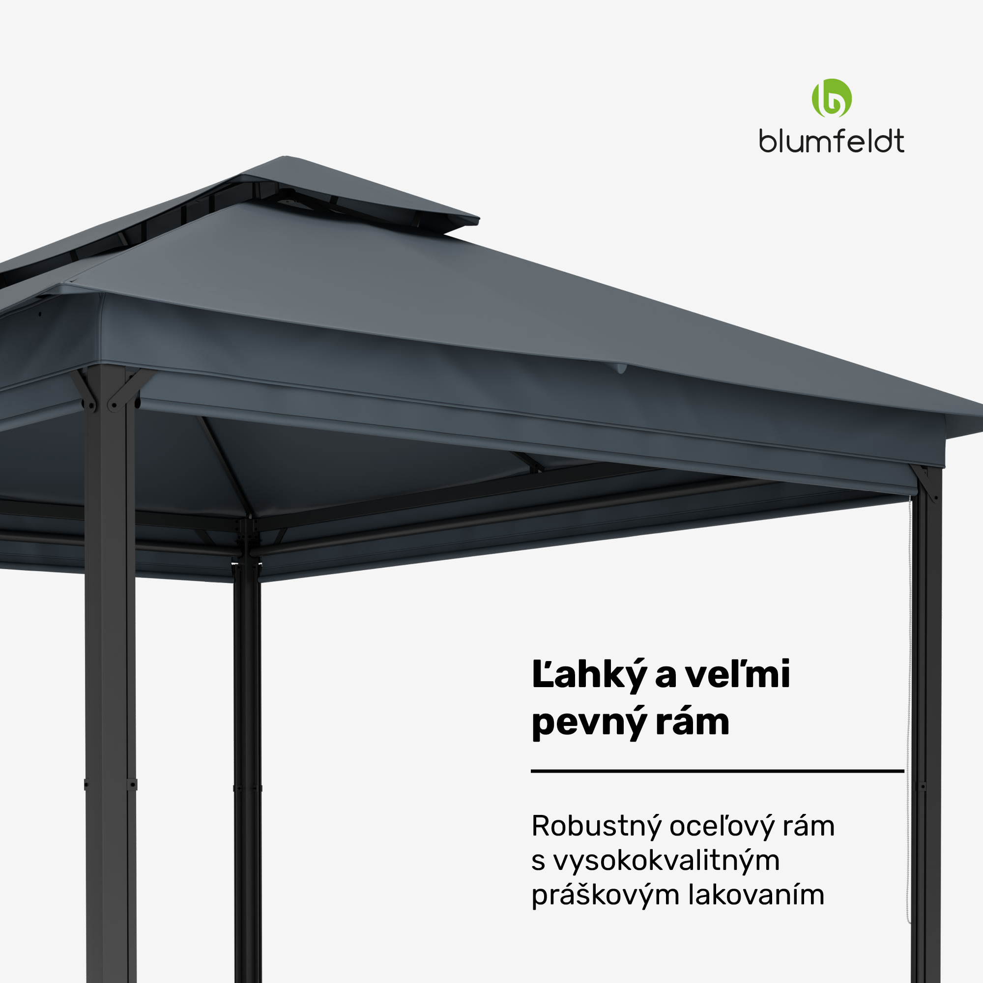 Blumfeldt Grandezza Cortina záhradný altánok 3x4 m, odolný voči poveternostným vplyvom, prášková farba, bočné rolety – Obrázok 4