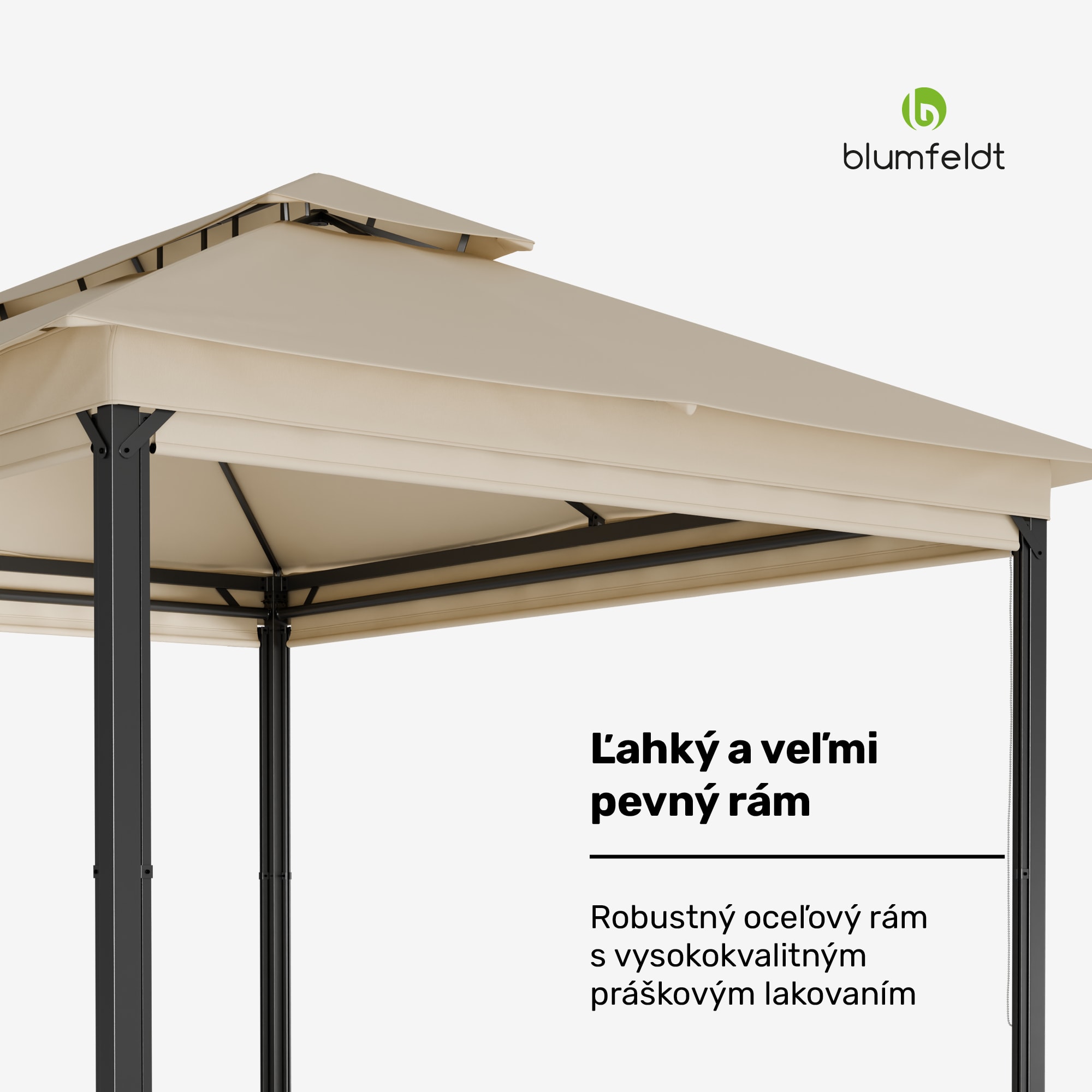 Blumfeldt Grandezza Cortina záhradný altánok 3x4 m, odolný voči poveternostným vplyvom, prášková farba, bočné rolety – Obrázok 4