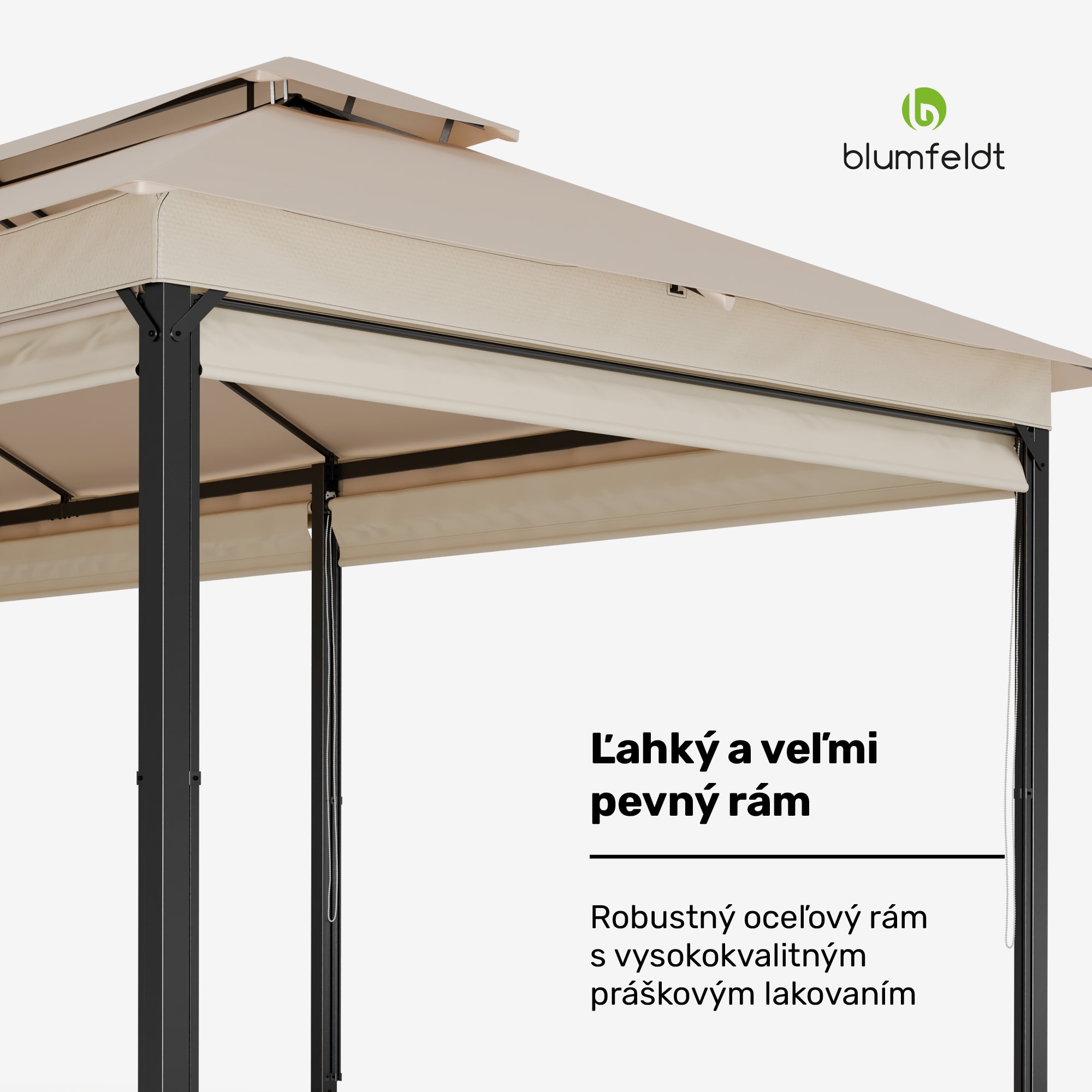Blumfeldt Grandezza Cortina záhradný altánok 3x6 m, odolný voči poveternostným vplyvom, prášková farba, bočné rolety – Obrázok 4