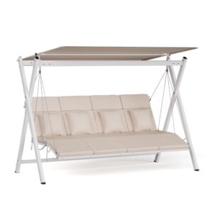 Blumfeldt FlexiSwing hollywoodska hojdačka 4-miestna Nastaviteľné operadlo + slnečná strieška, odolná voči poveternostným vplyvom