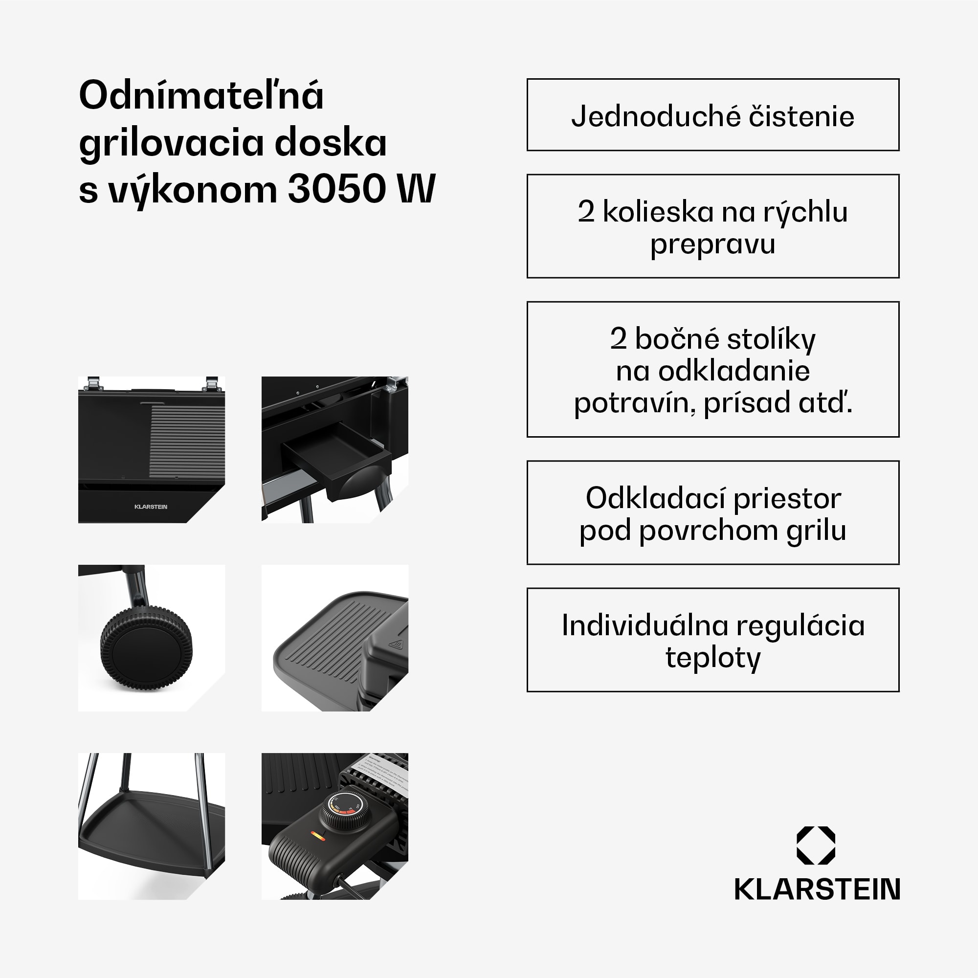 Klarstein Gatsby elektrický gril, Vnútorné a vonkajšie použitie, 3050 W, EasyGrill Concept, Do 240 °C – Obrázok 5