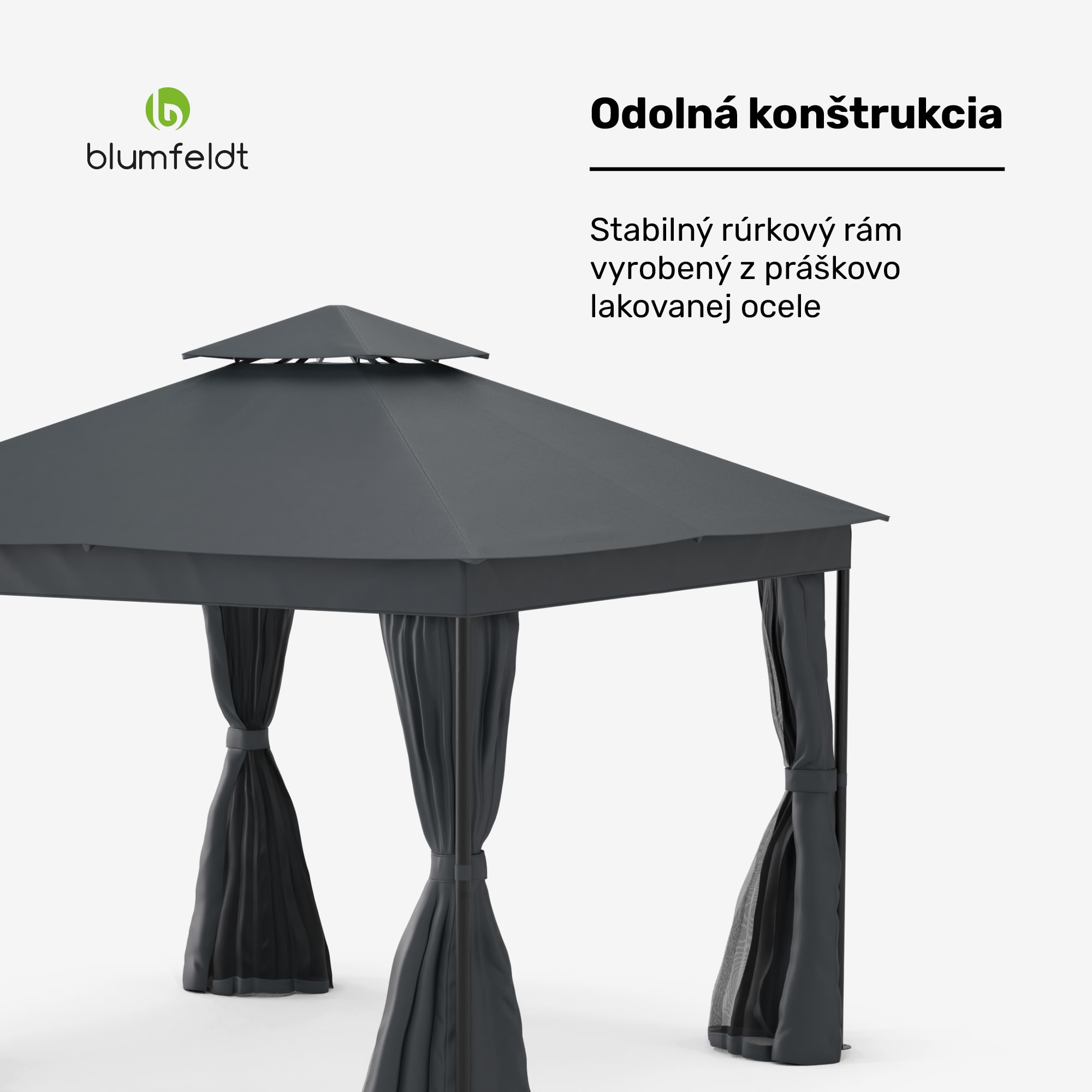 Blumfeldt Altánok Mondo Dual 3x3 s dvojitou strechou a sieťou proti hmyzu – Obrázok 3