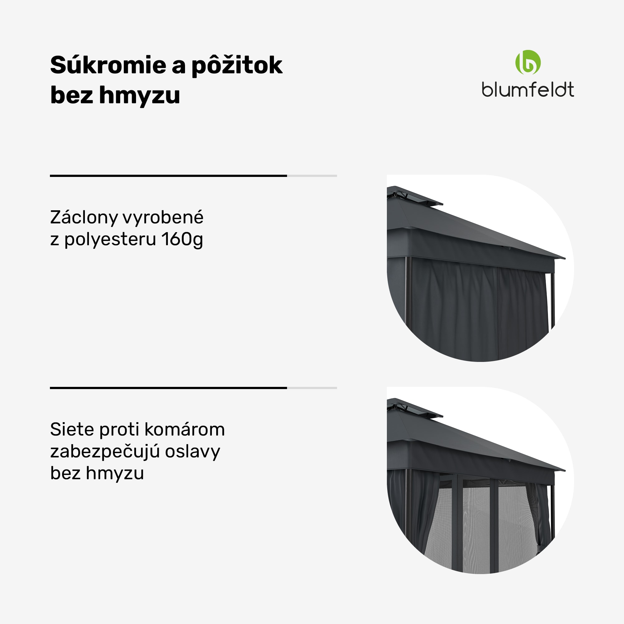 Blumfeldt Altánok Mondo Dual 3x3 s dvojitou strechou a sieťou proti hmyzu – Obrázok 5