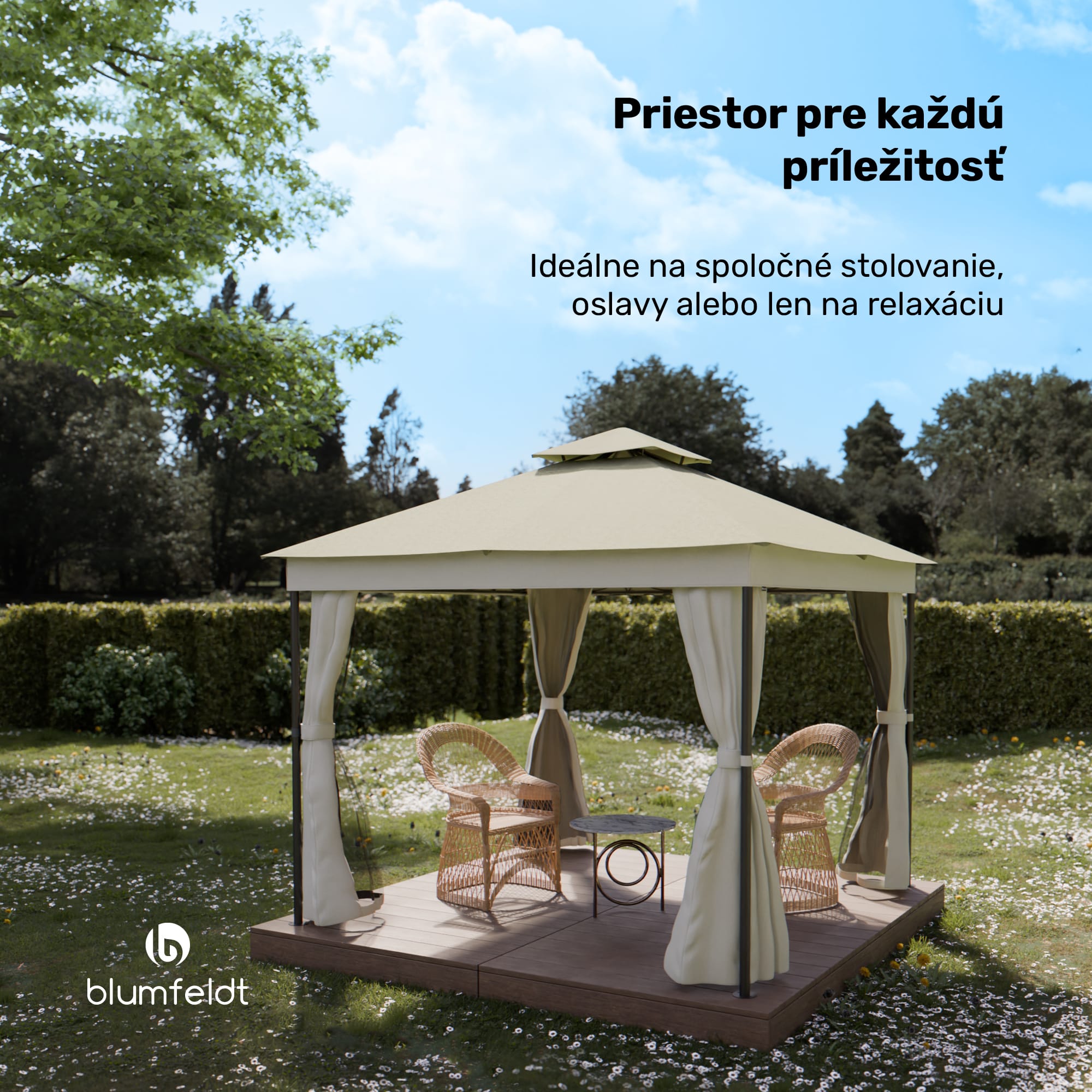 Blumfeldt Altánok Mondo Dual 3x3 s dvojitou strechou a sieťou proti hmyzu – Obrázok 2