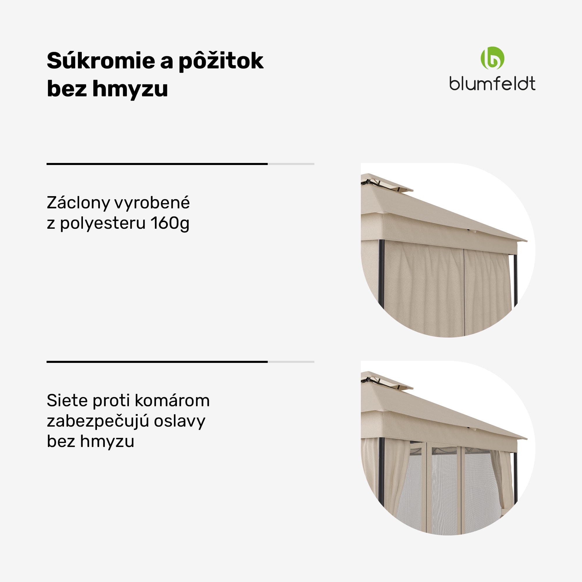 Blumfeldt Altánok Mondo Dual 3x3 s dvojitou strechou a sieťou proti hmyzu – Obrázok 5