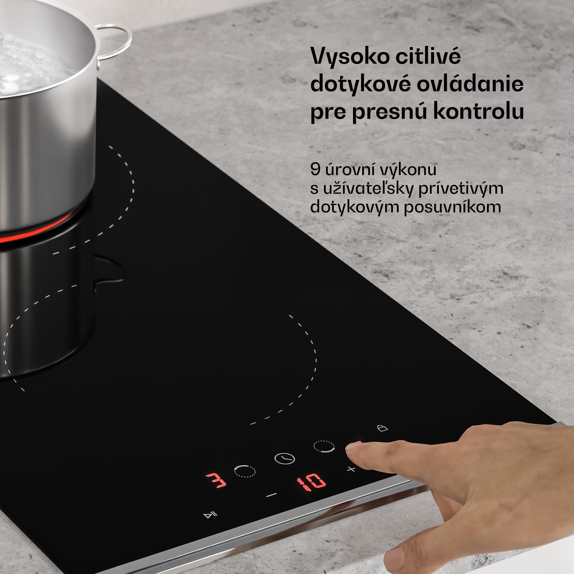 Klarstein Verosteel sklokeramická varná doska, Minimalistická, výkonná, 2 varné zóny, 3000 W, 30 cm – Obrázok 5