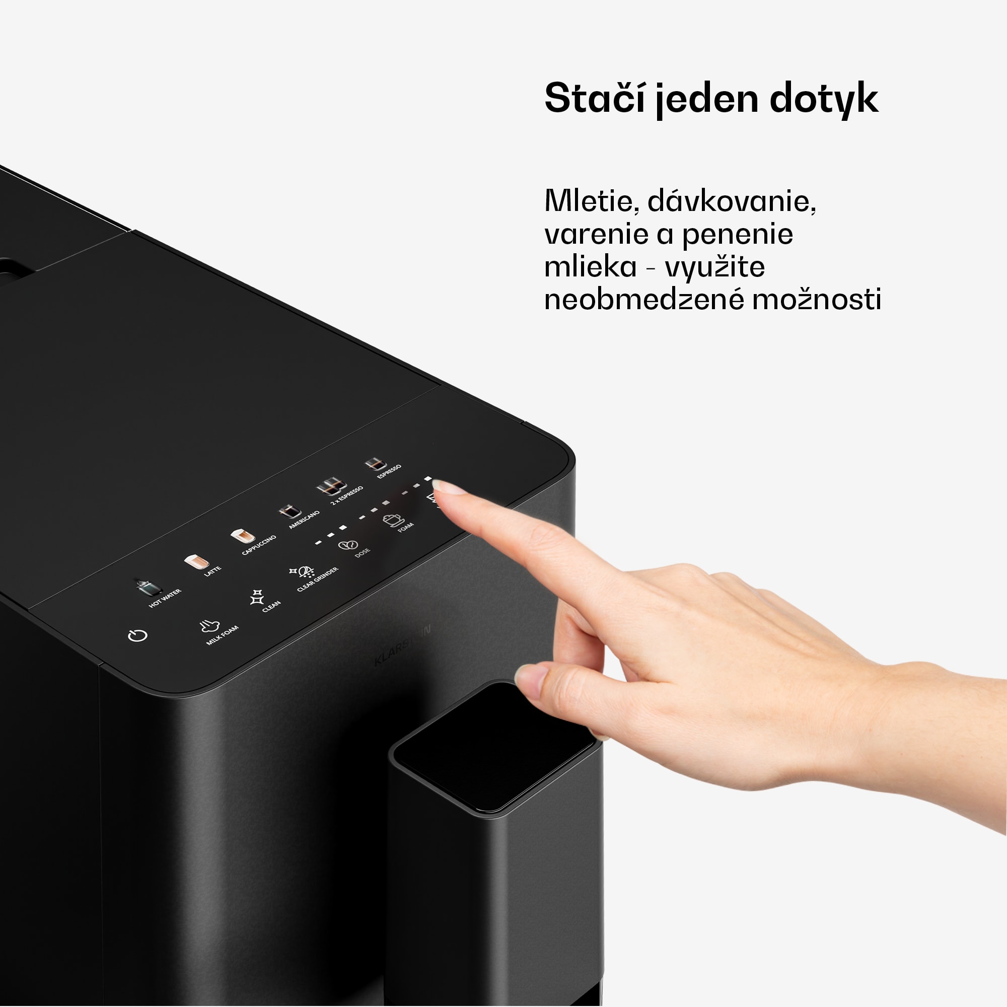 Klarstein Velaire automatický kávovar s nádobou na mlieko, 1350 W, 20 barov – Obrázok 4