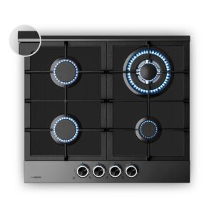 Klarstein Verosteel plynová varná doska, 4 horáky, elektrické zapalovanie, kompatibilná s zemným plynom a LPG, 8000 W, 60cm