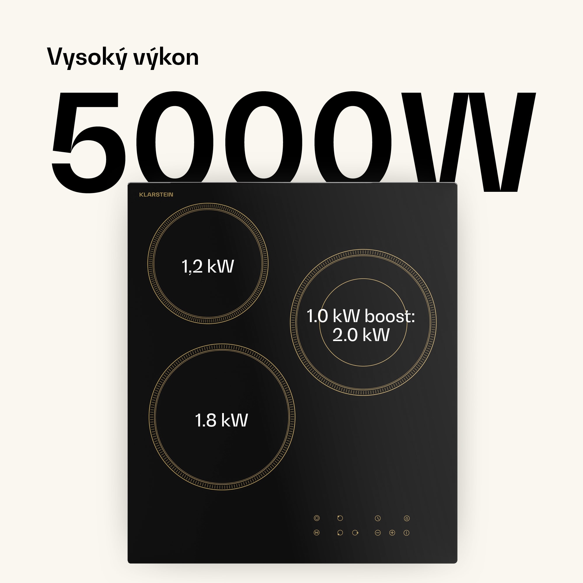 Klarstein Victoria sklokeramická varná doska, 3 zóny, elegantná, nadčasová, 5000 W, 45 cm – Obrázok 3