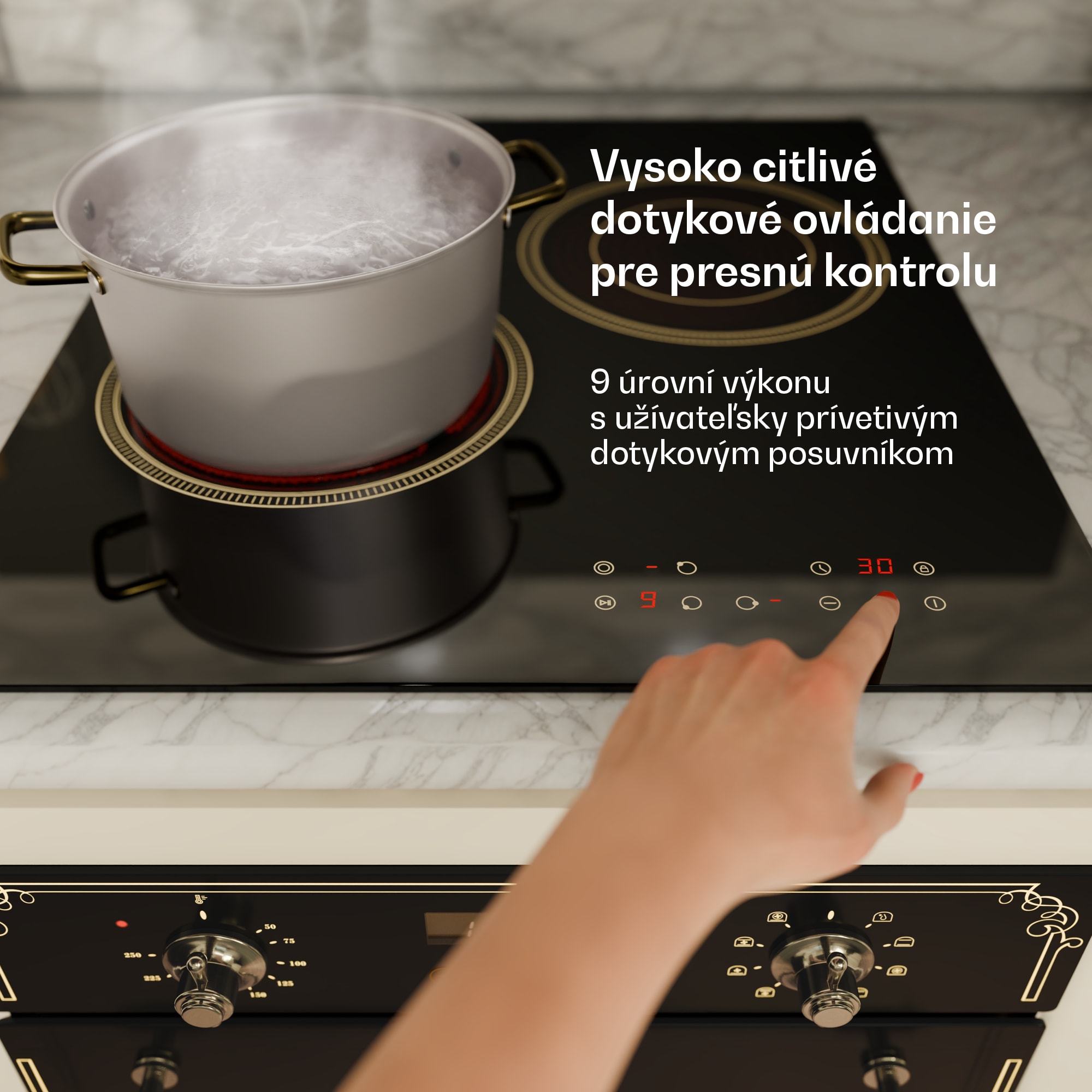 Klarstein Victoria sklokeramická varná doska, 3 zóny, elegantná, nadčasová, 5000 W, 45 cm – Obrázok 5