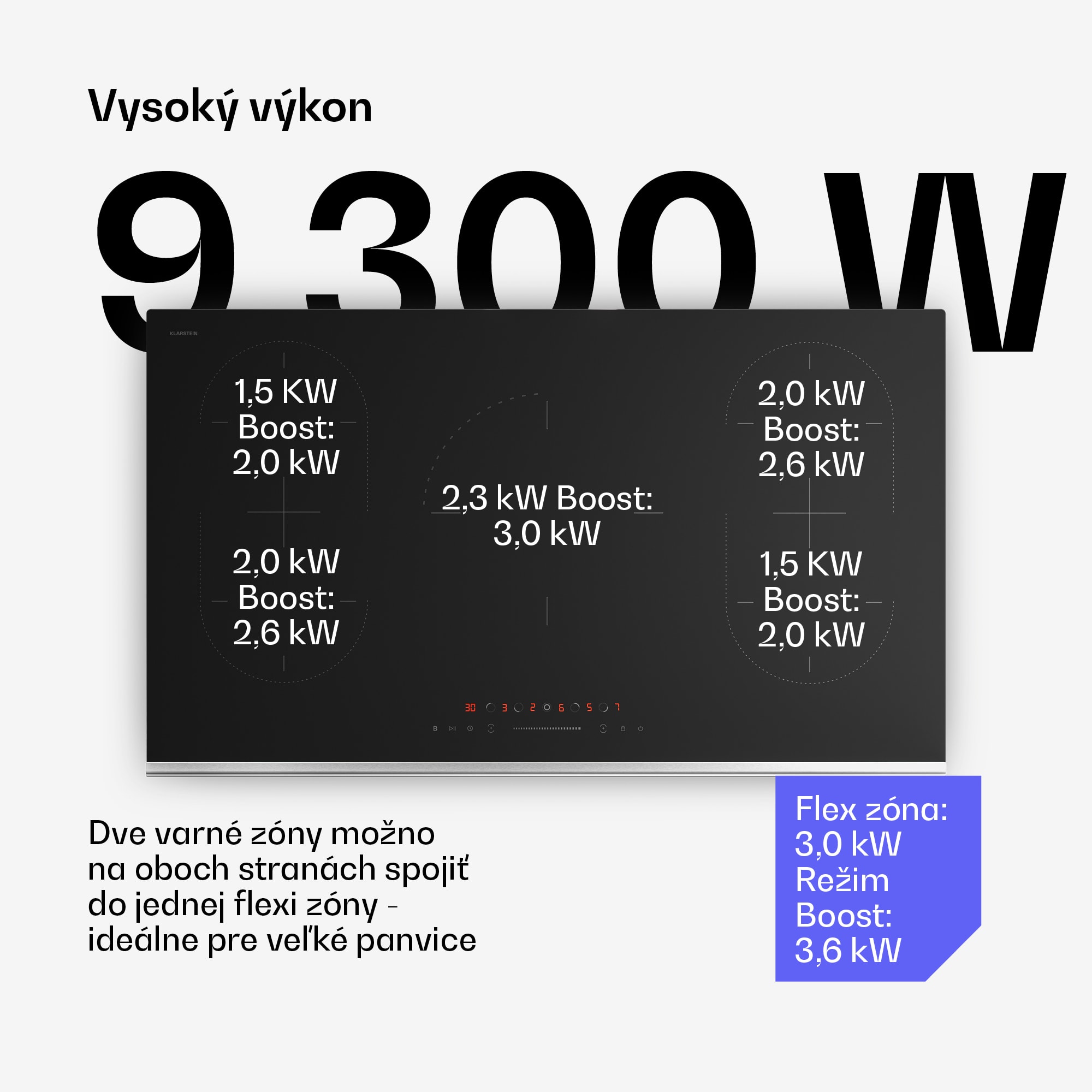 Klarstein Verosteel indukčné varná doska, Elegantná, minimalistická, výkonná, 5 varných zón, 12200 W, 90 cm – Obrázok 3